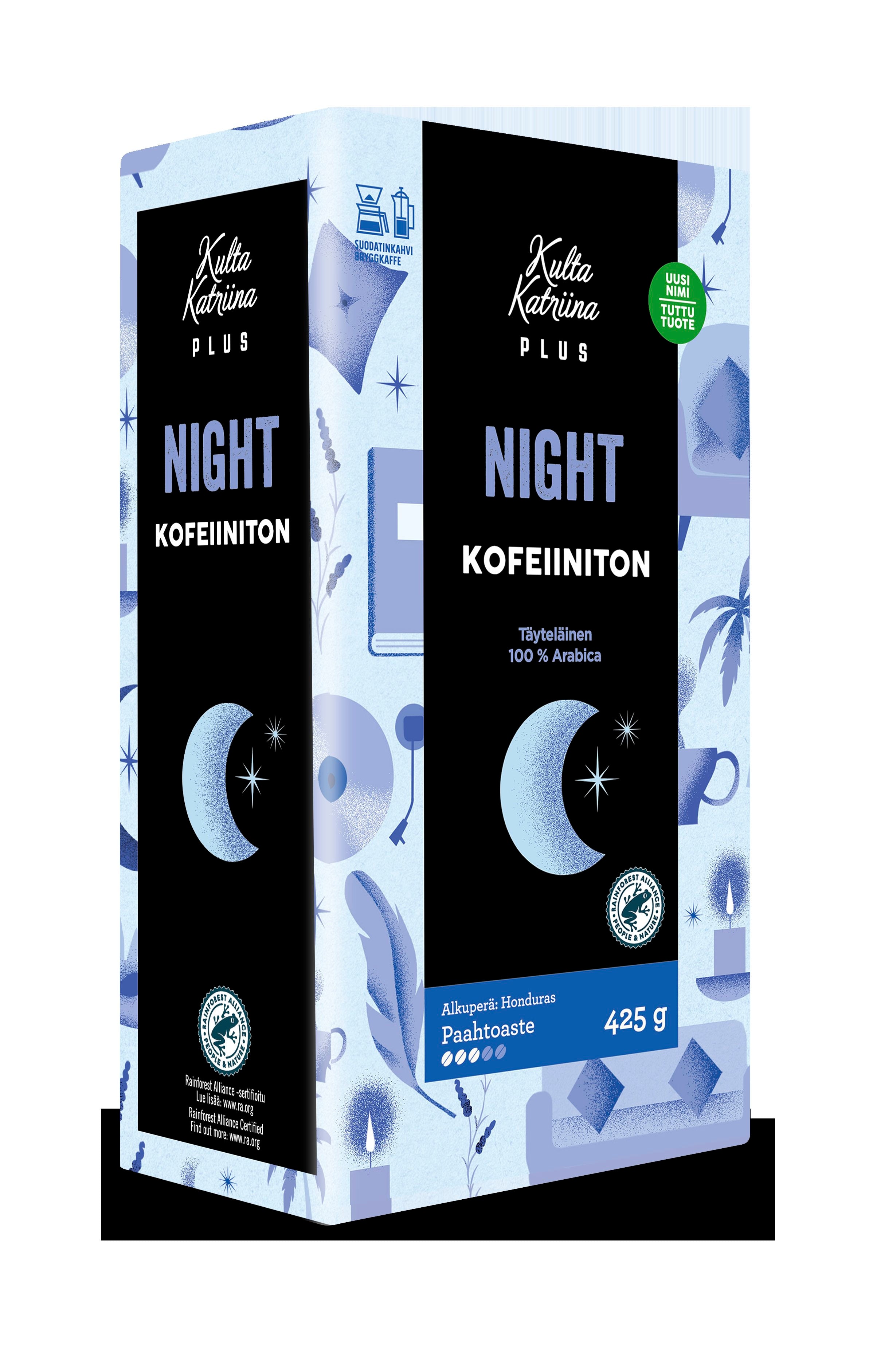 Kulta Katriina Plus Night kofeiiniton suodatinkahvi RAC 425g