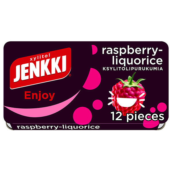 Jenkki Enjoy Raspberry-Liquorice ksylitolipurukumi 18g