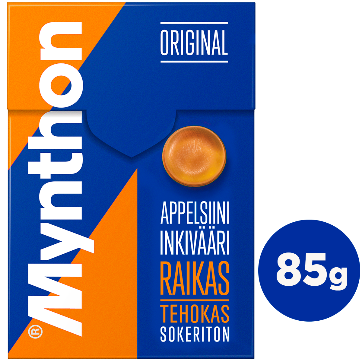 Mynthon Original Appelsiini-Inkivääri sokeriton +C kurkkupastilli 85g