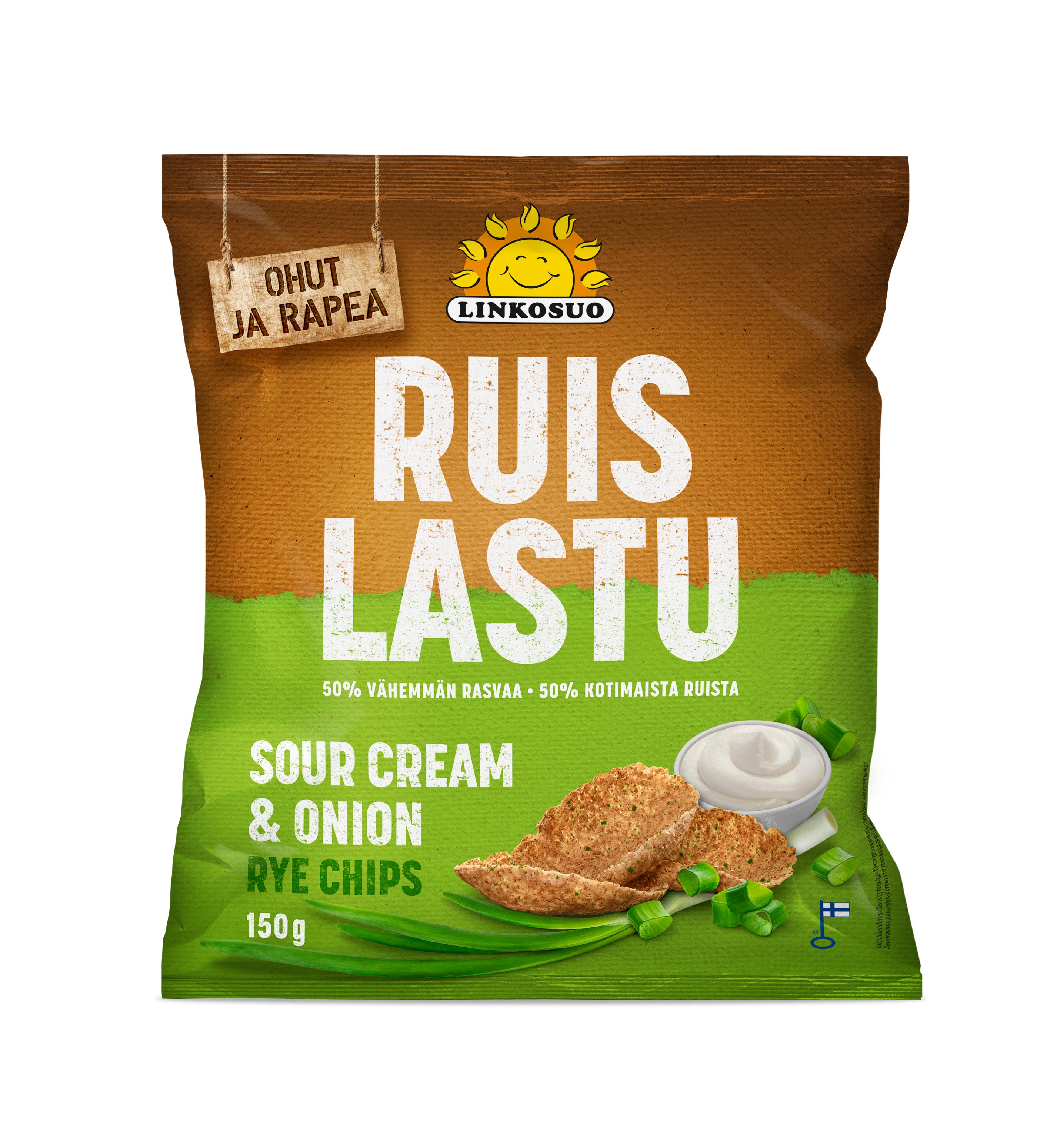 Linkosuon Ohut Ruislastu sour cream & onion 150 g
