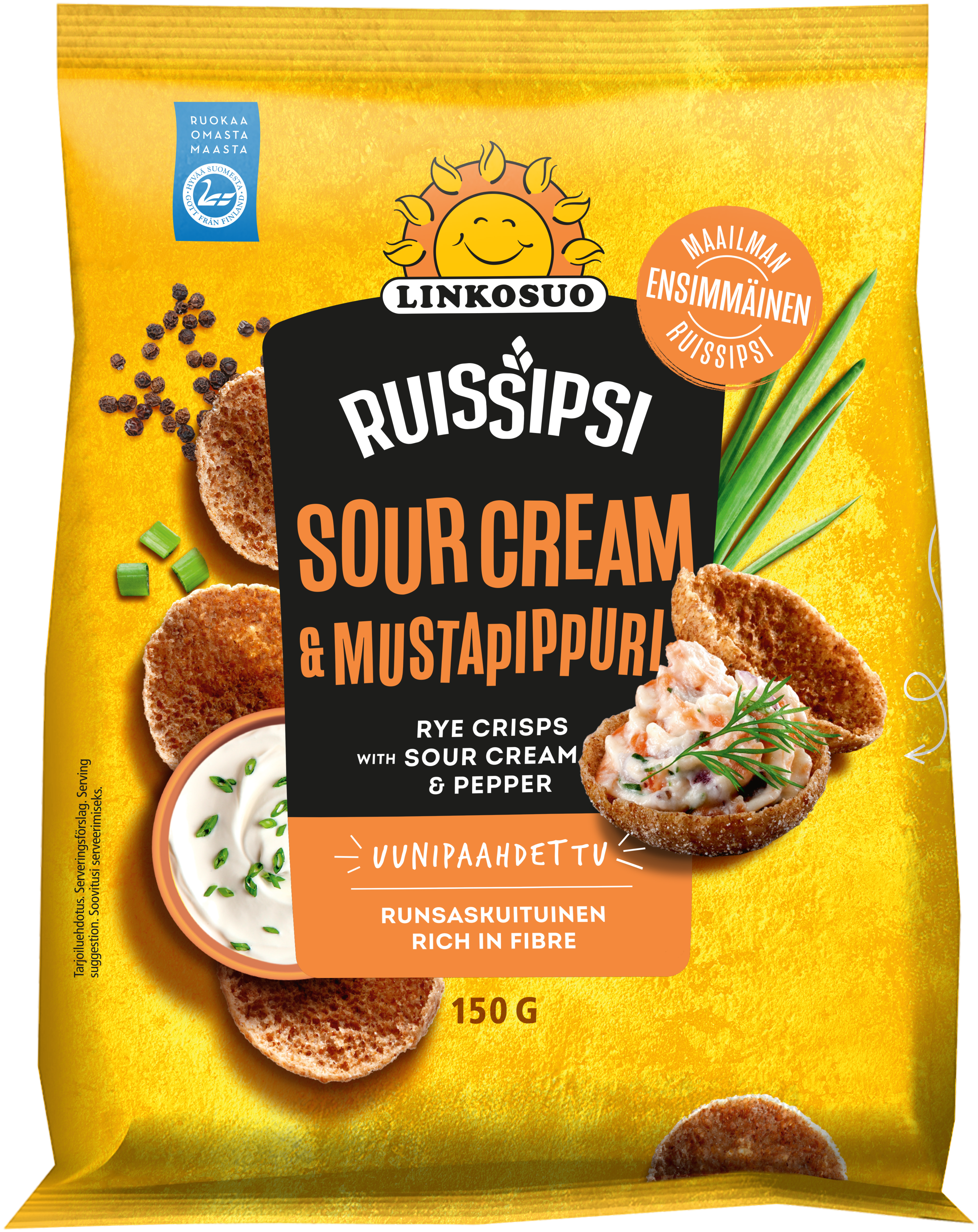 Linkosuo Ruissipsi sourcream & mustapippuri 150g