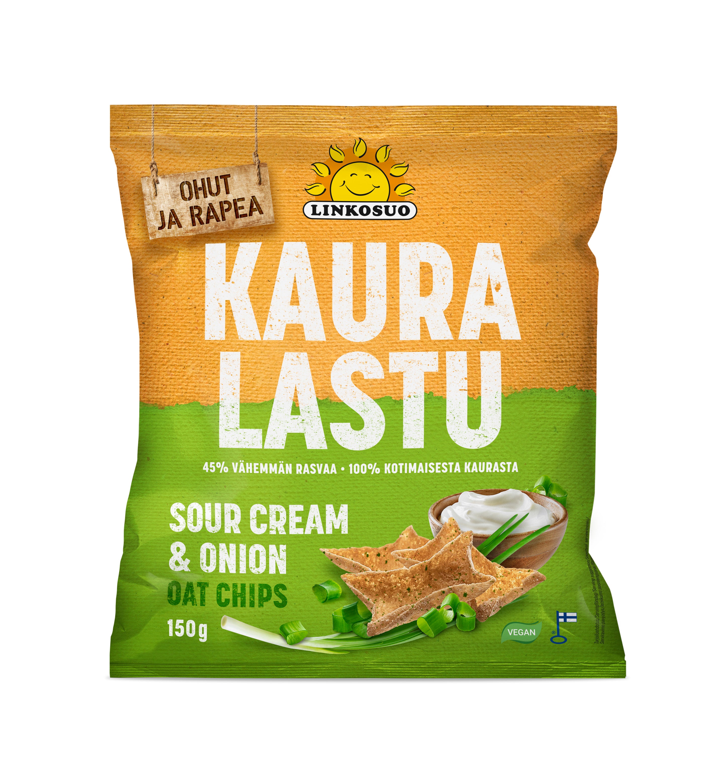 Linkosuo Ohut Kauralastu sour cream & onion 150 g