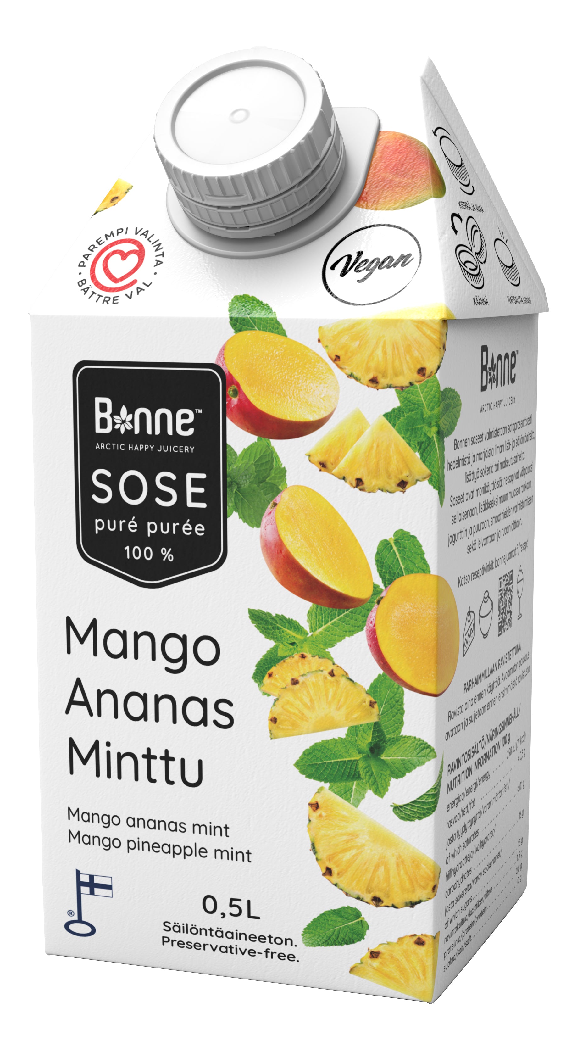Bonne Mango-ananas-minttusose 0,5L