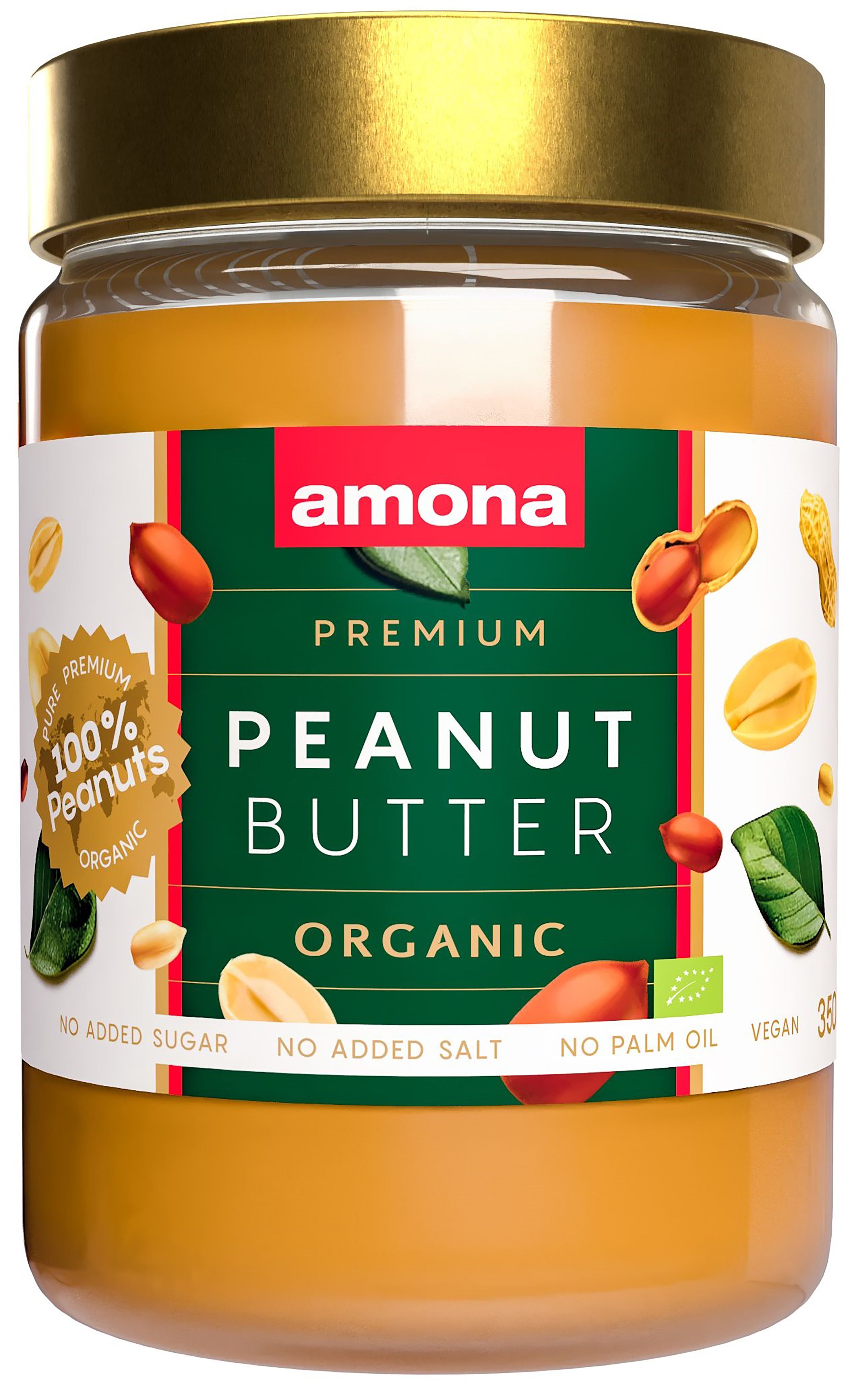 Amona premium luomu maapähkinävoi 100% lisse 350g