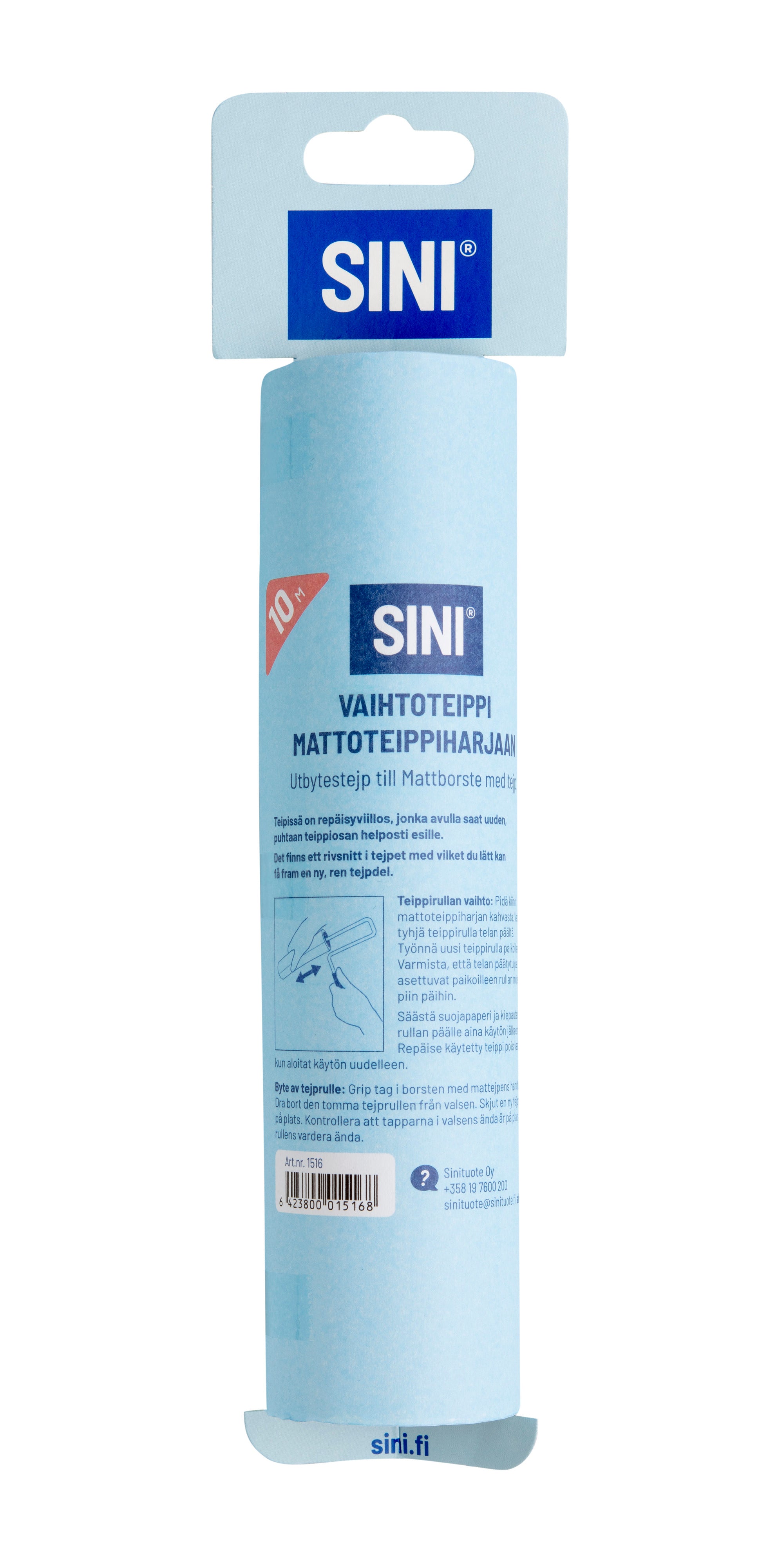 Sini vaihtorulla mattoteippiharjaan