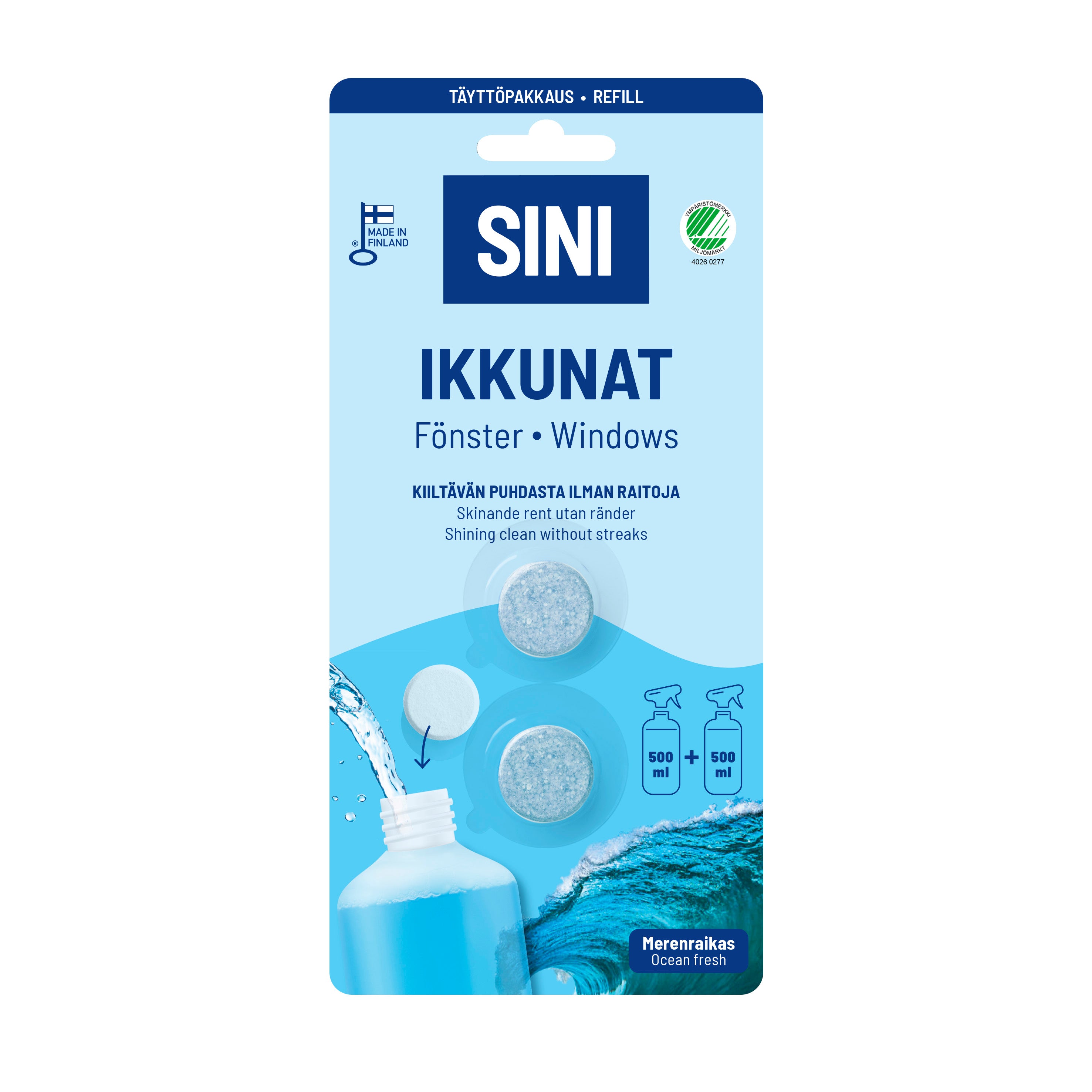 Sini ikkuna täyttöpakkaus 2tab