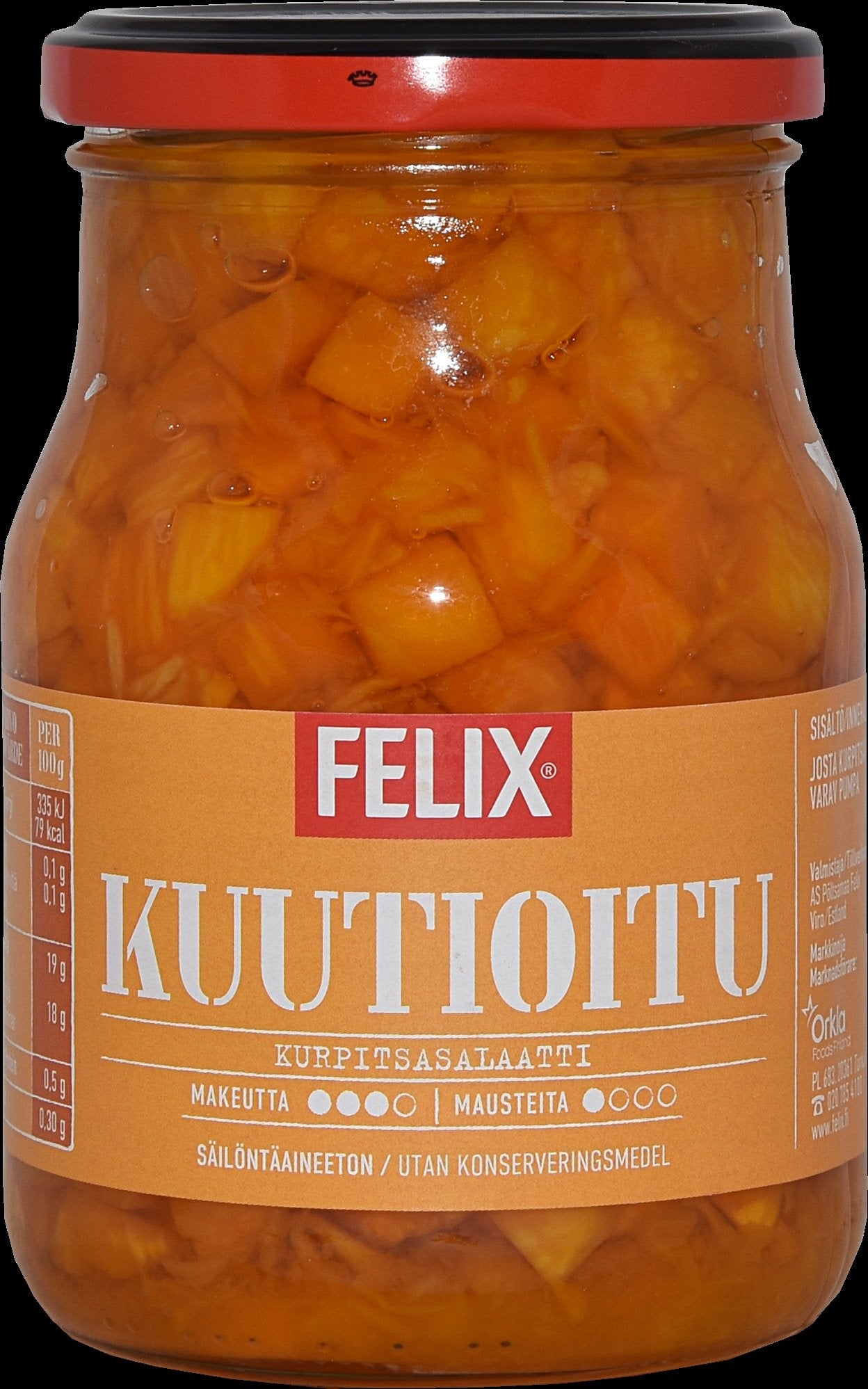 Felix kurpitsasalaatti, kurpitsakuutioita mausteliemessä 380/250g