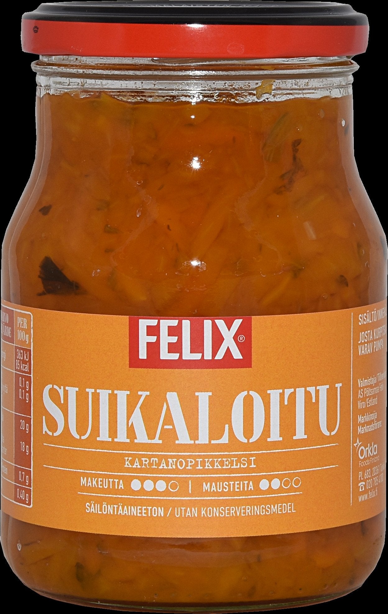 Felix kartanopikkelsi, kurpitsasuikaleita mausteliemessä 370/245g