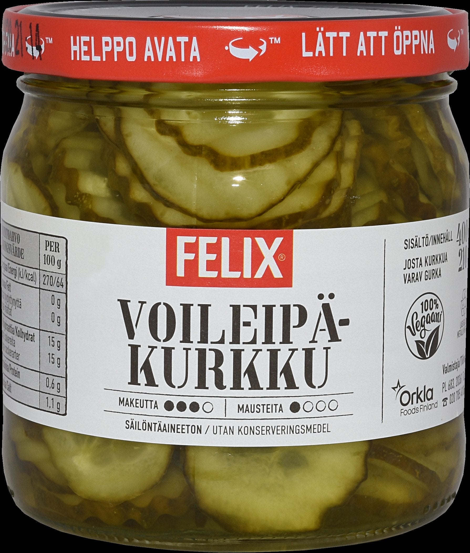 Felix voileipäkurkku ohutviipaloituja kurkkuja mausteliemessä 400/210g