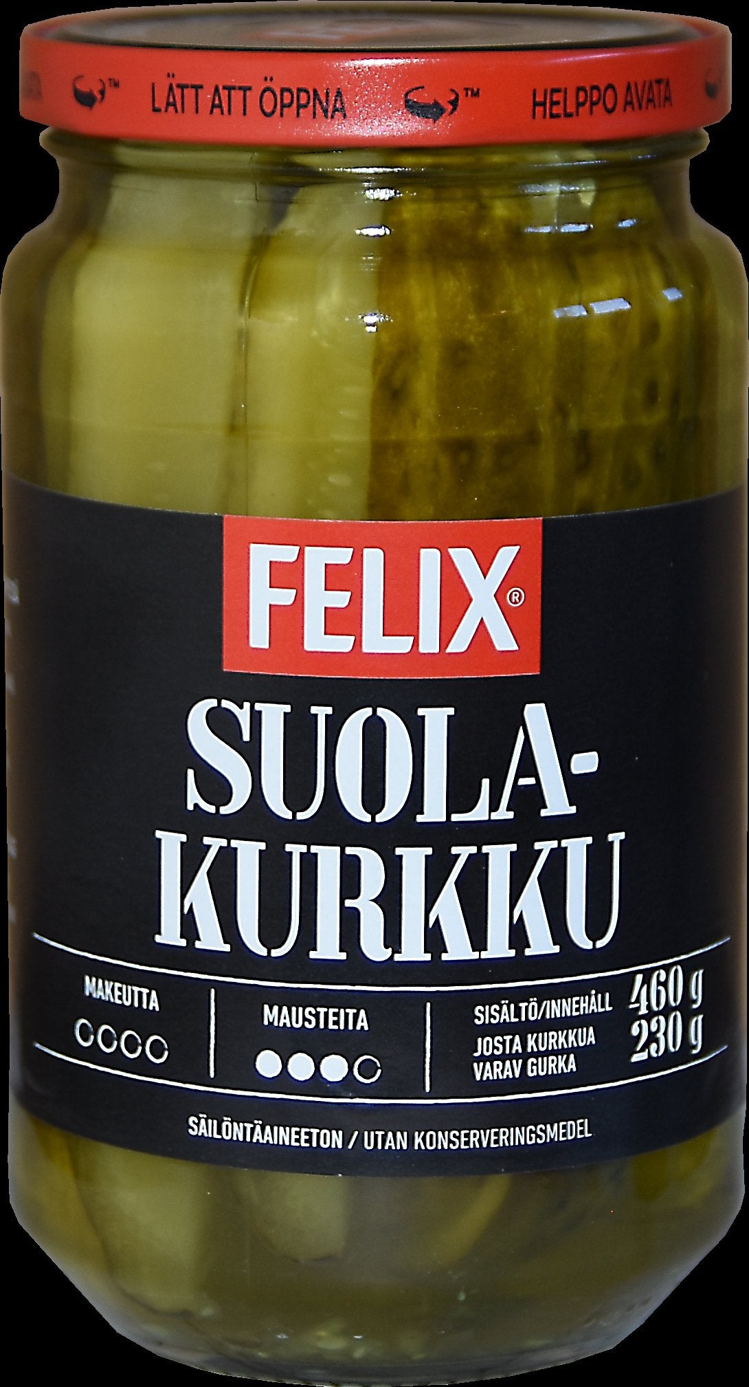 Felix lohkottuja kurkkuja suolamausteliemessä 460/230g