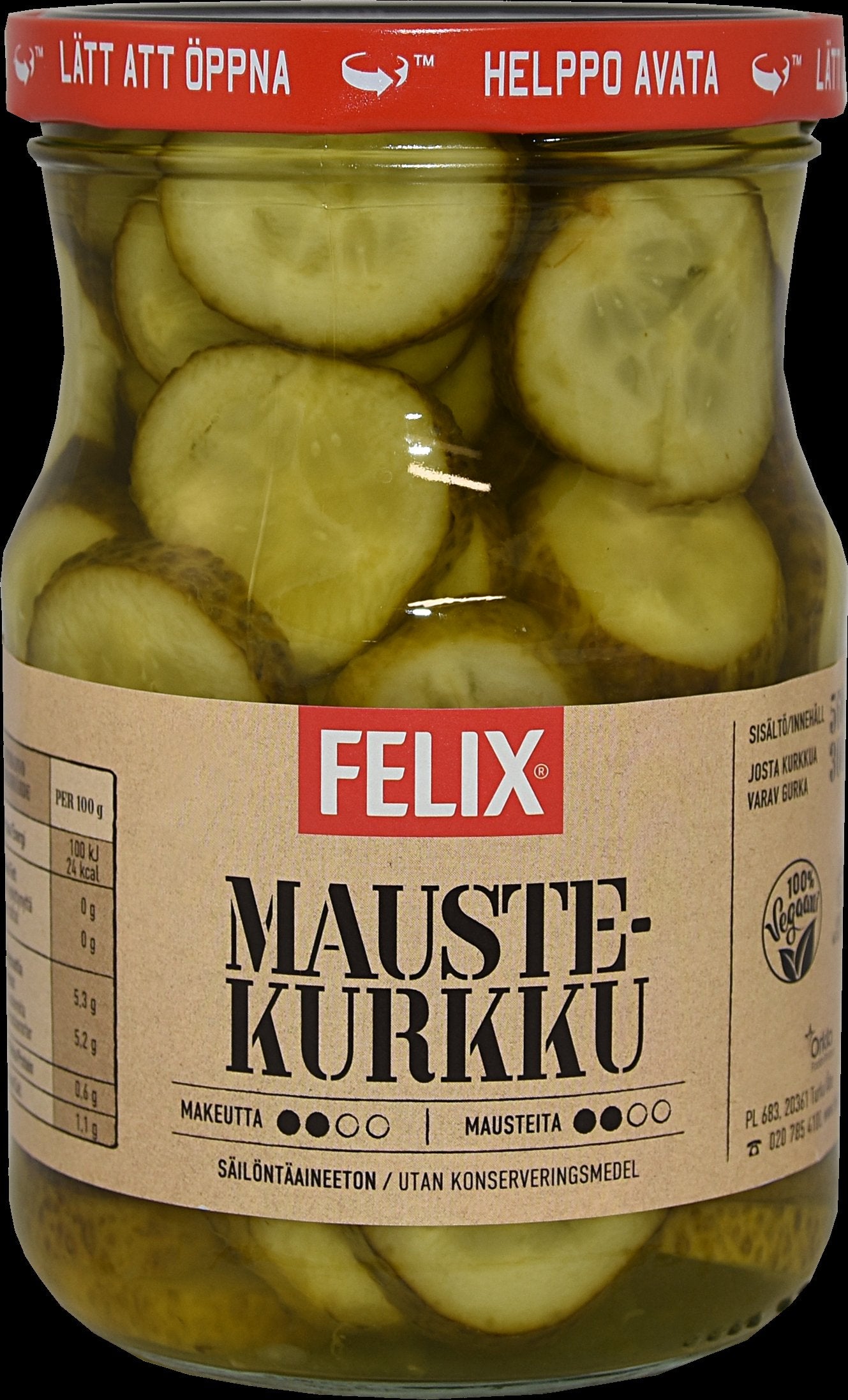 Felix maustekurkkuviipale, viipaloituja kurkkuja mausteliemessä 560/300g