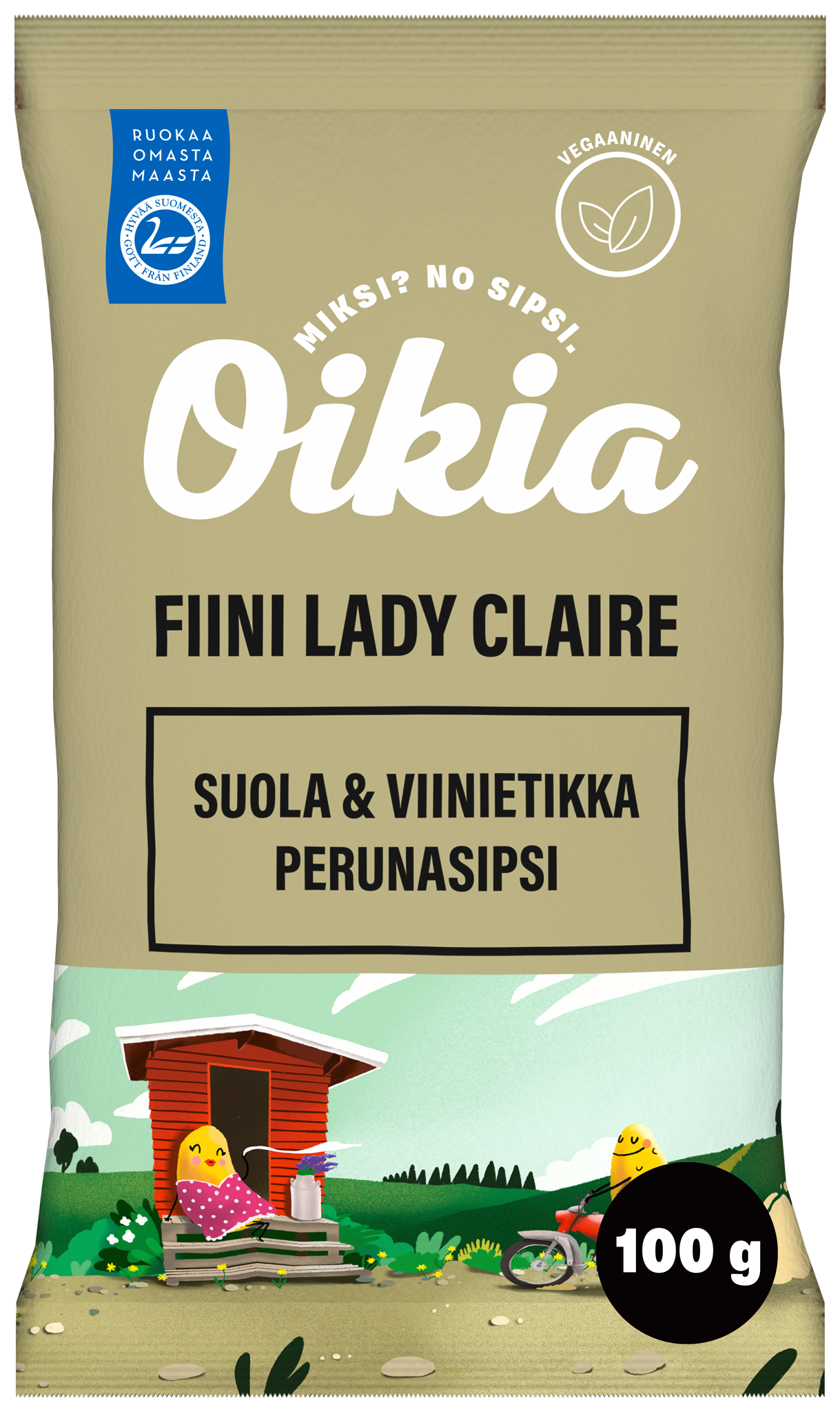 Oikia Fiini Lady Claire suola-viinietikka perunalastut 100g