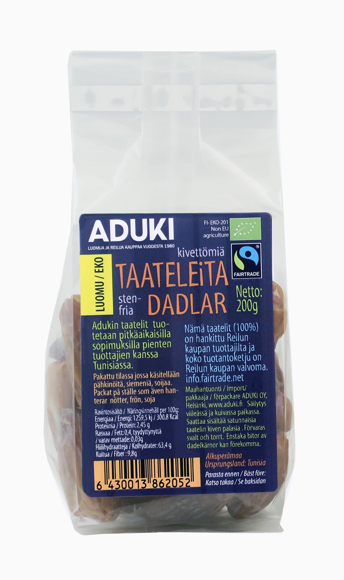 Aduki Luomu ja Reilun kaupan kivettömiä taateleita 200 g