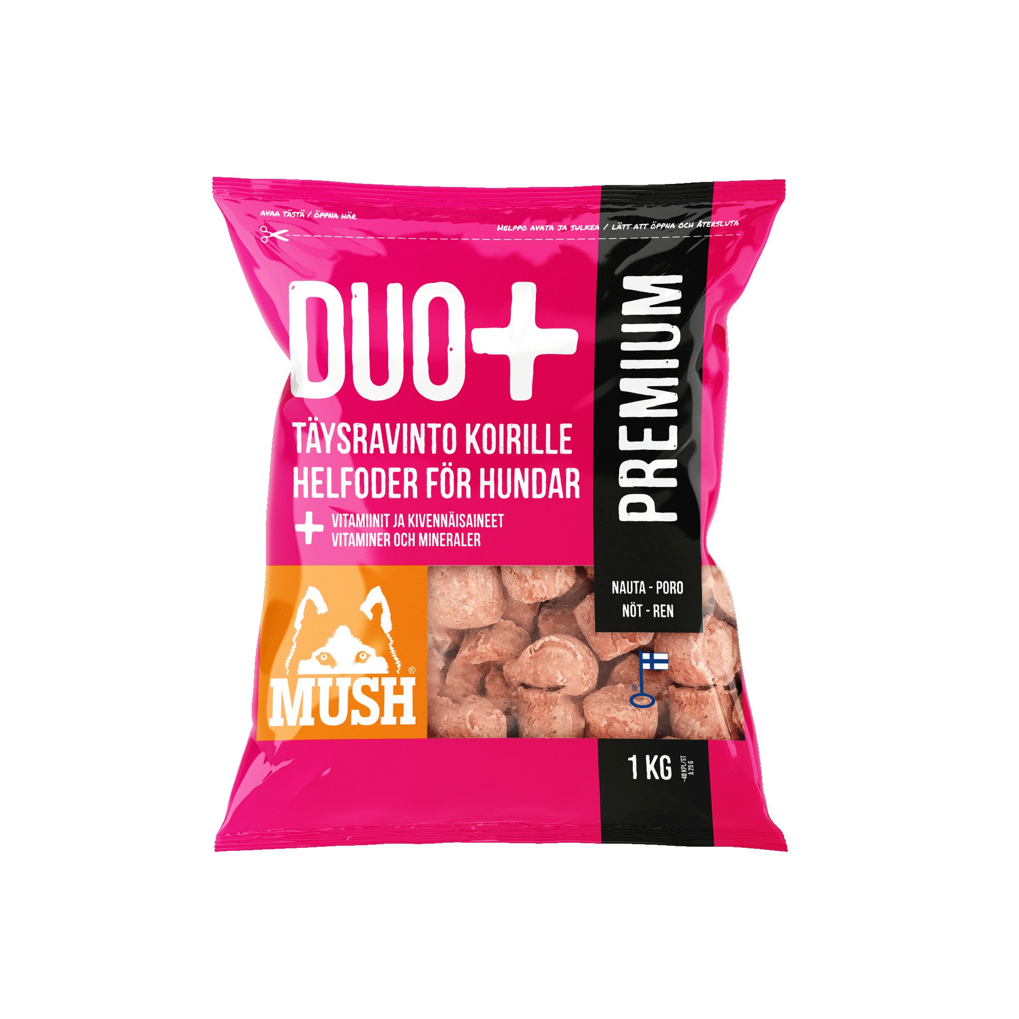 MUSH DUO+ PREMIUM täysrehu koirille 1 kg