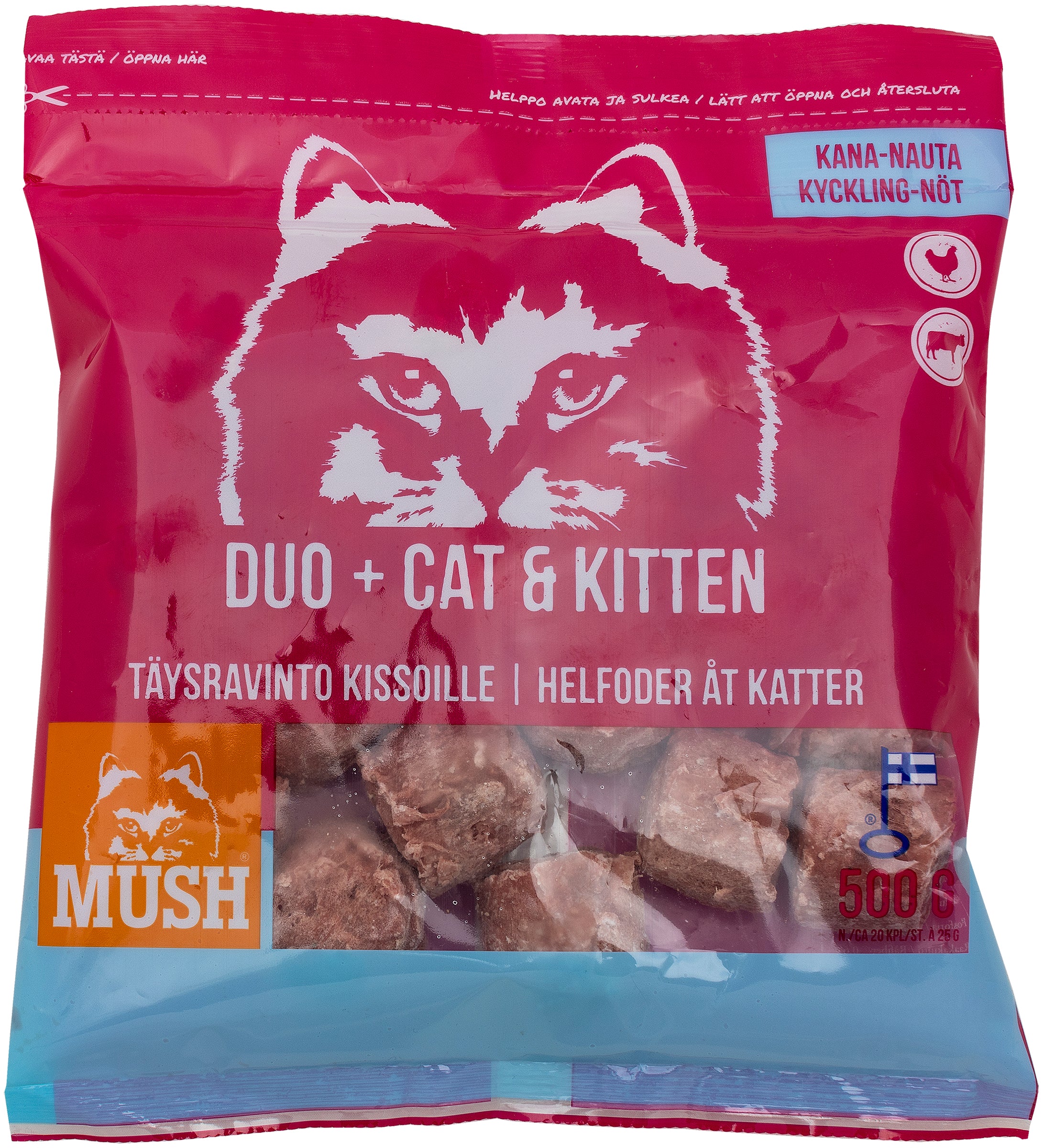 MUSH DUO+ CAT&KITTEN kana-nauta täysrehu kissoille 500 g