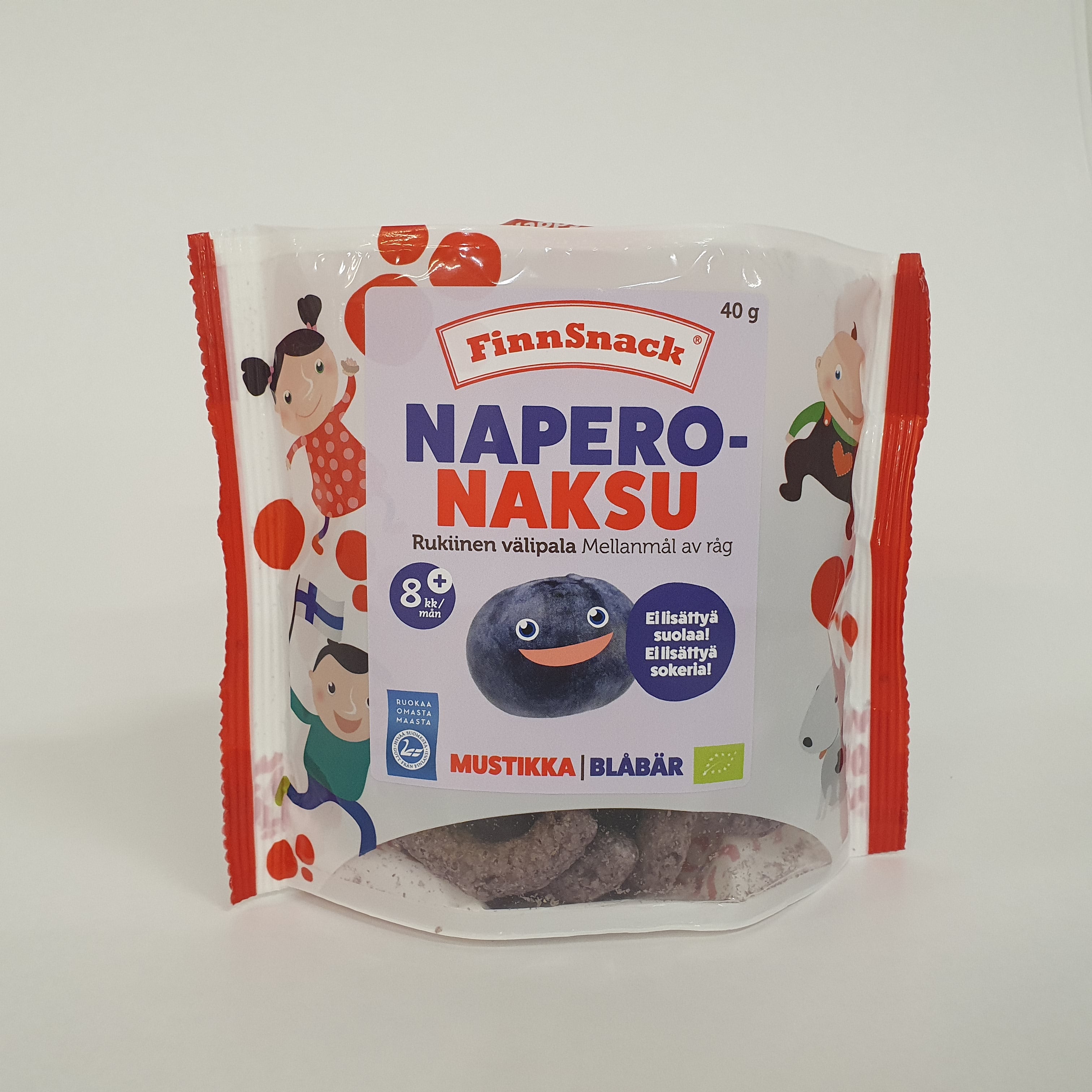 FinnSnack NaperoNaksu luomu mustikka rukiinen välipala 40g