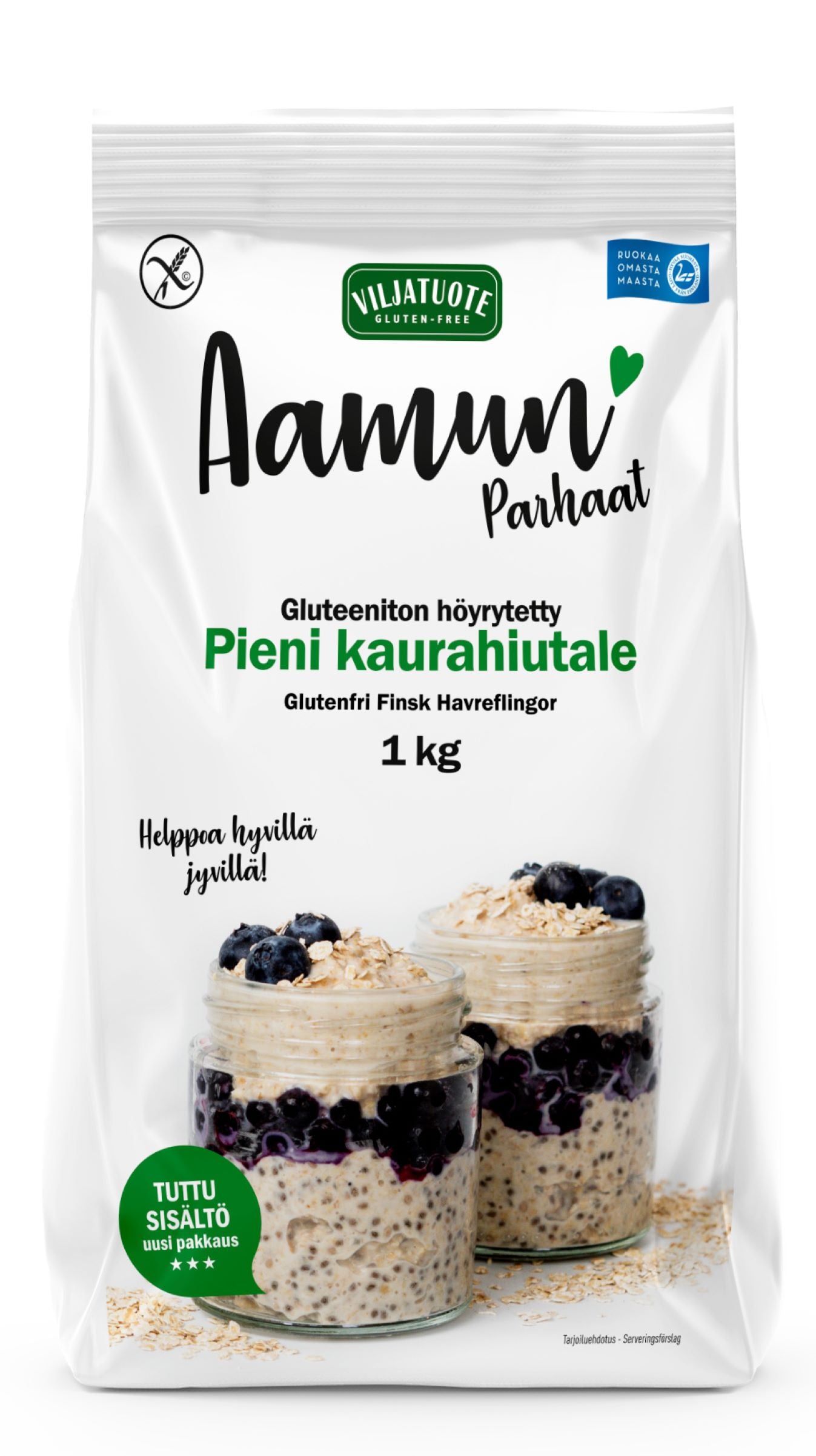 Virtasalmen Viljatuote Oy Gluteeniton höyrytetty Pieni kaurahiutale 1kg