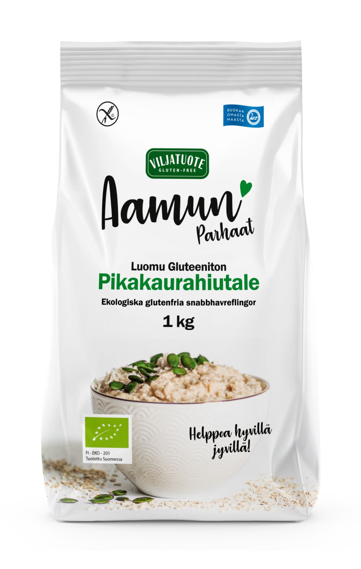 Virtasalmen Viljatuote Luomu Gluteeniton Pikakaurahiutale 1kg