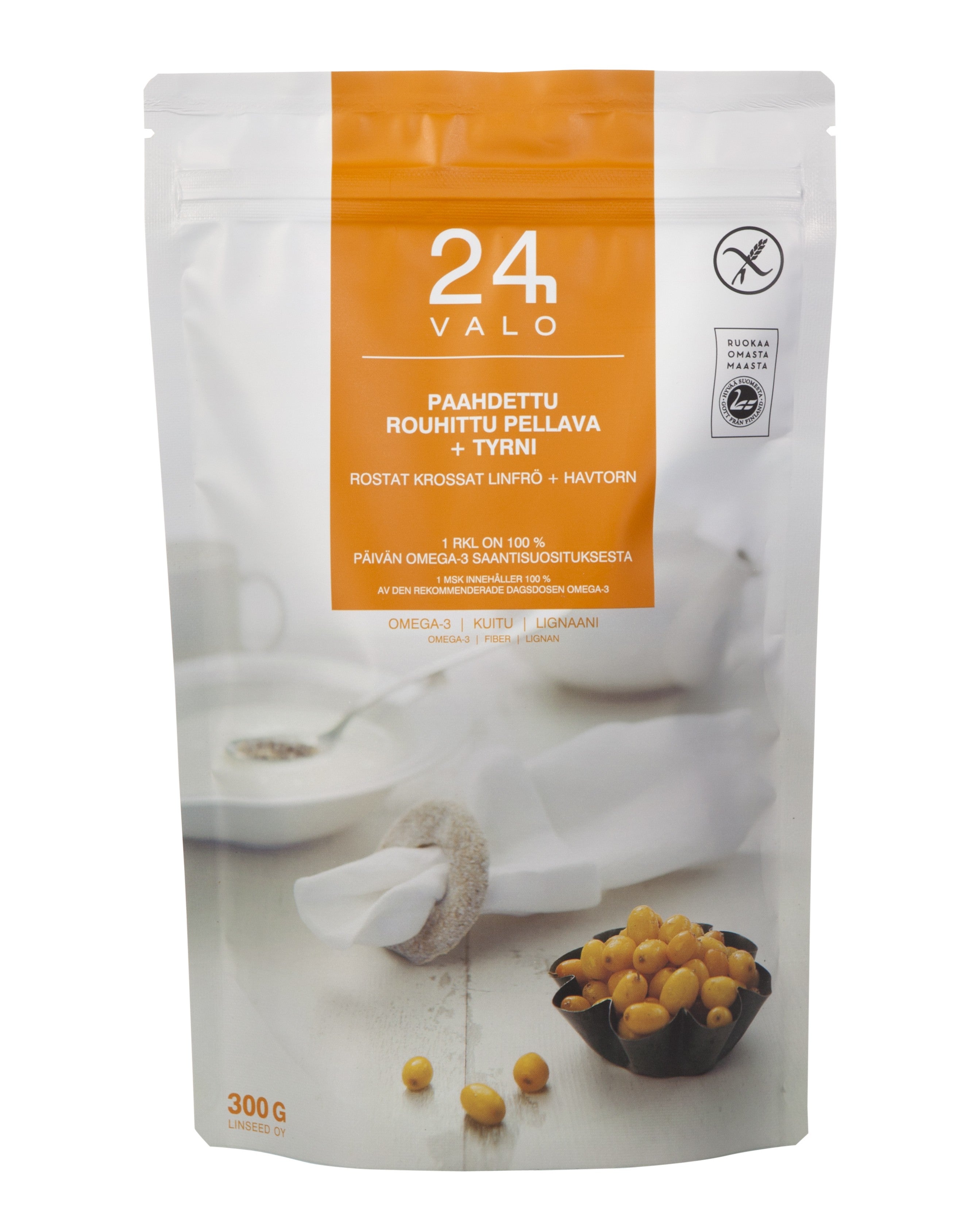 VALO24h paahdettu rouhittu pellava + tyrni 300g
