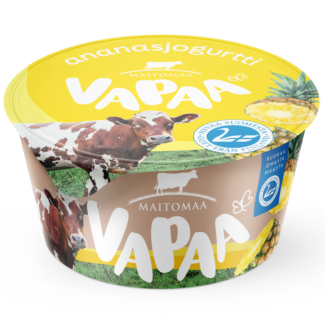 Vapaa pehmeä ananasjogurtti 140 g, laktoositon
