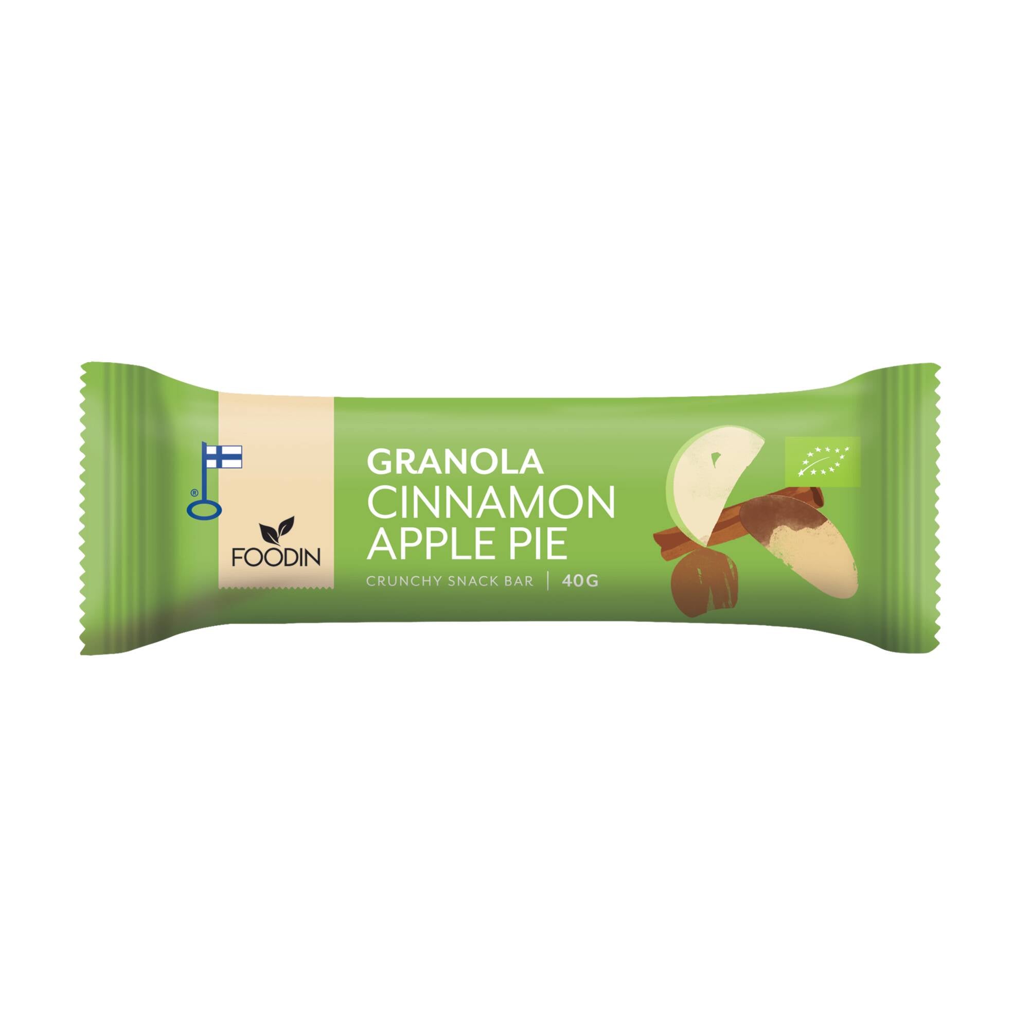 Foodin Granola bar Cinnamon Apple pie, luomu 40g