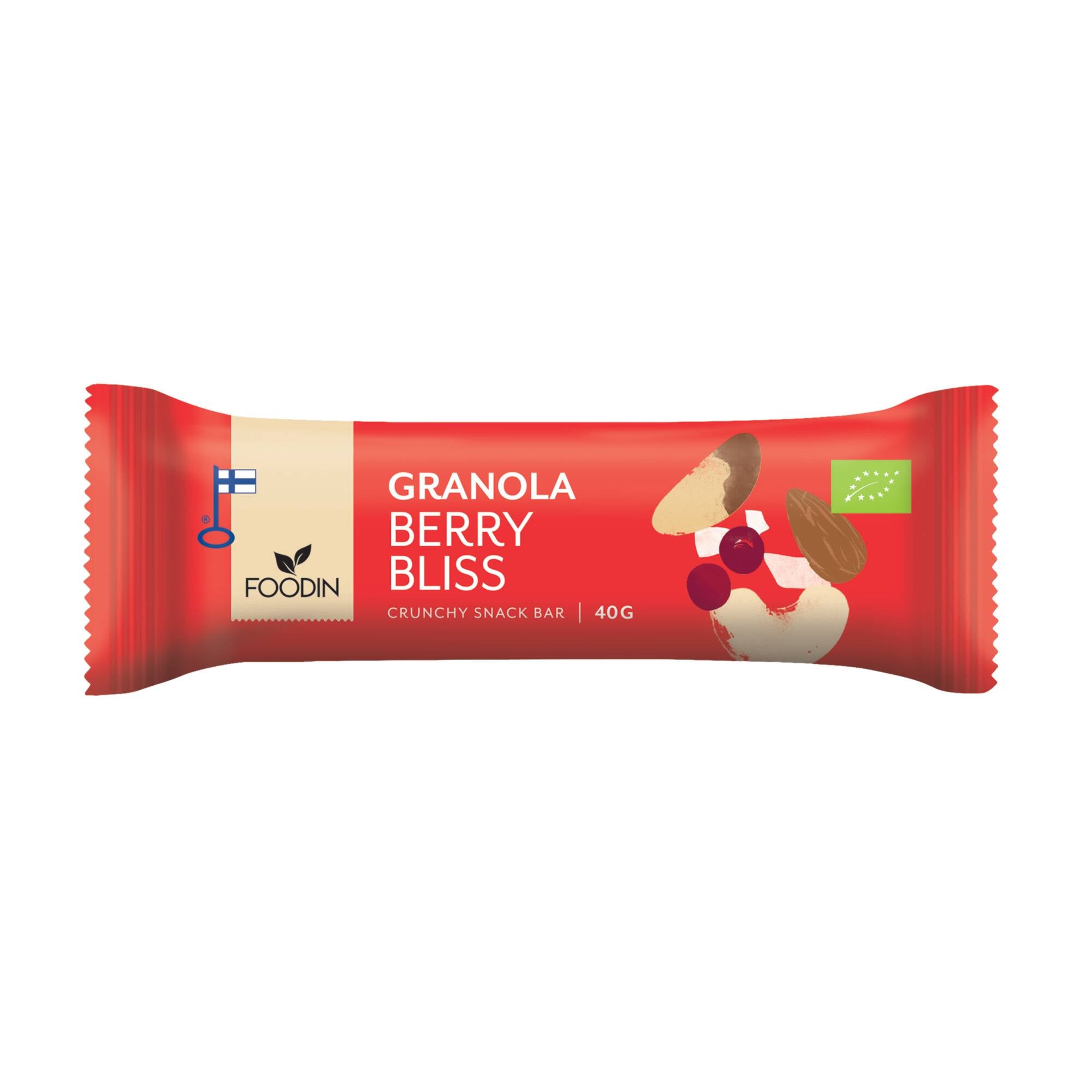 Foodin Granola bar Berry Bliss, luomu, 40g