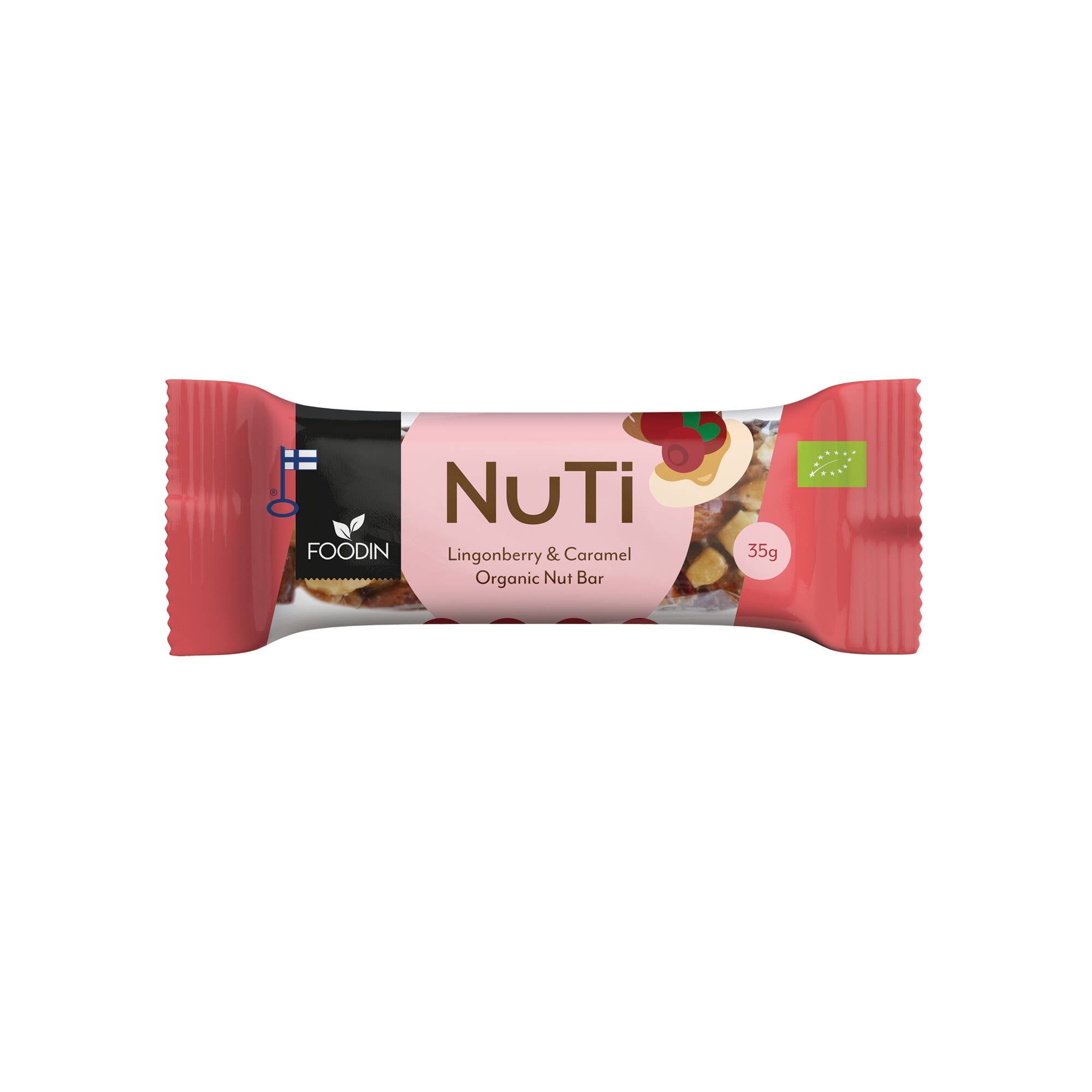 Foodin NUTI, Puolukka & Kinuski, Luomu, 35g