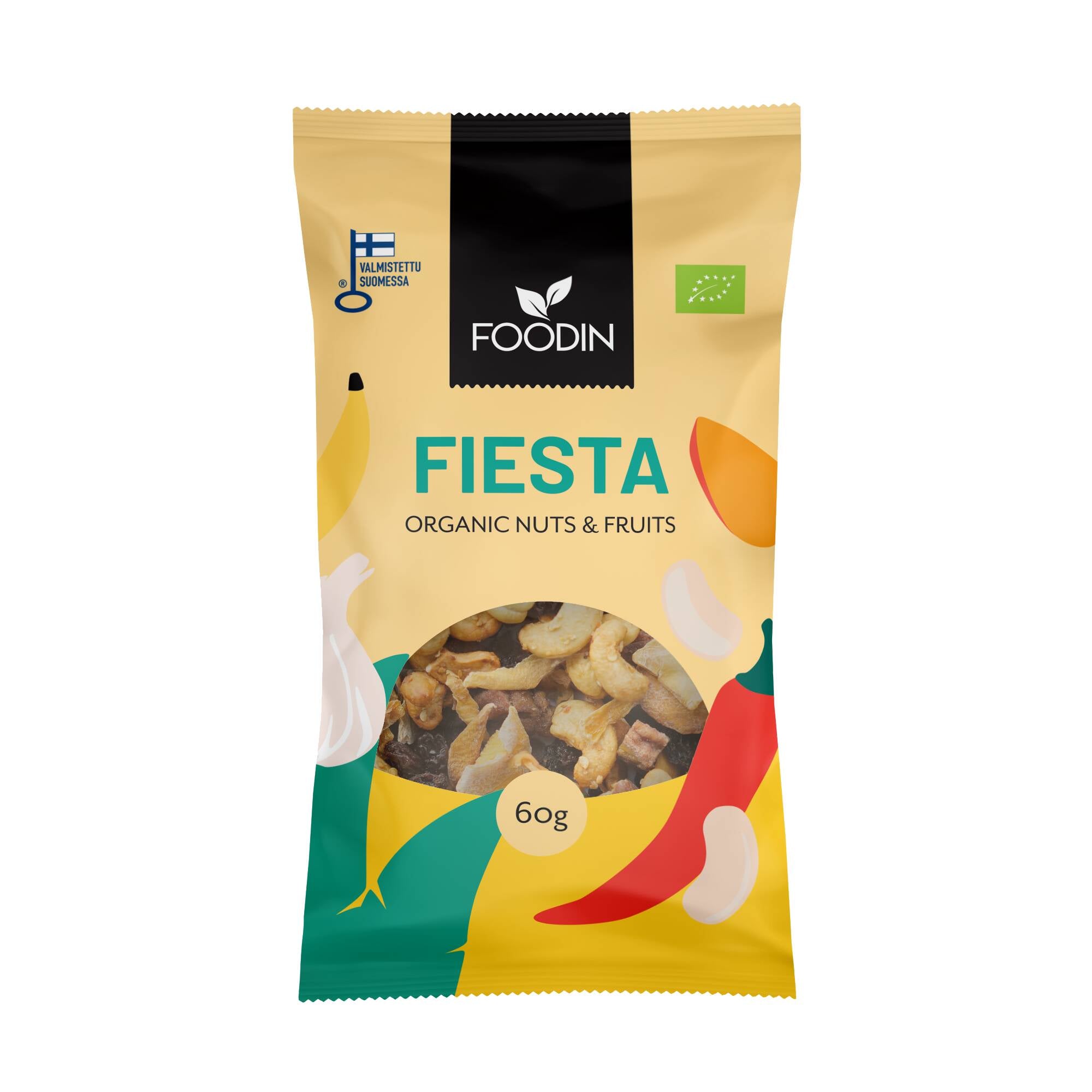 Foodin Nuts & Fruits, Fiesta, luomu 60 g