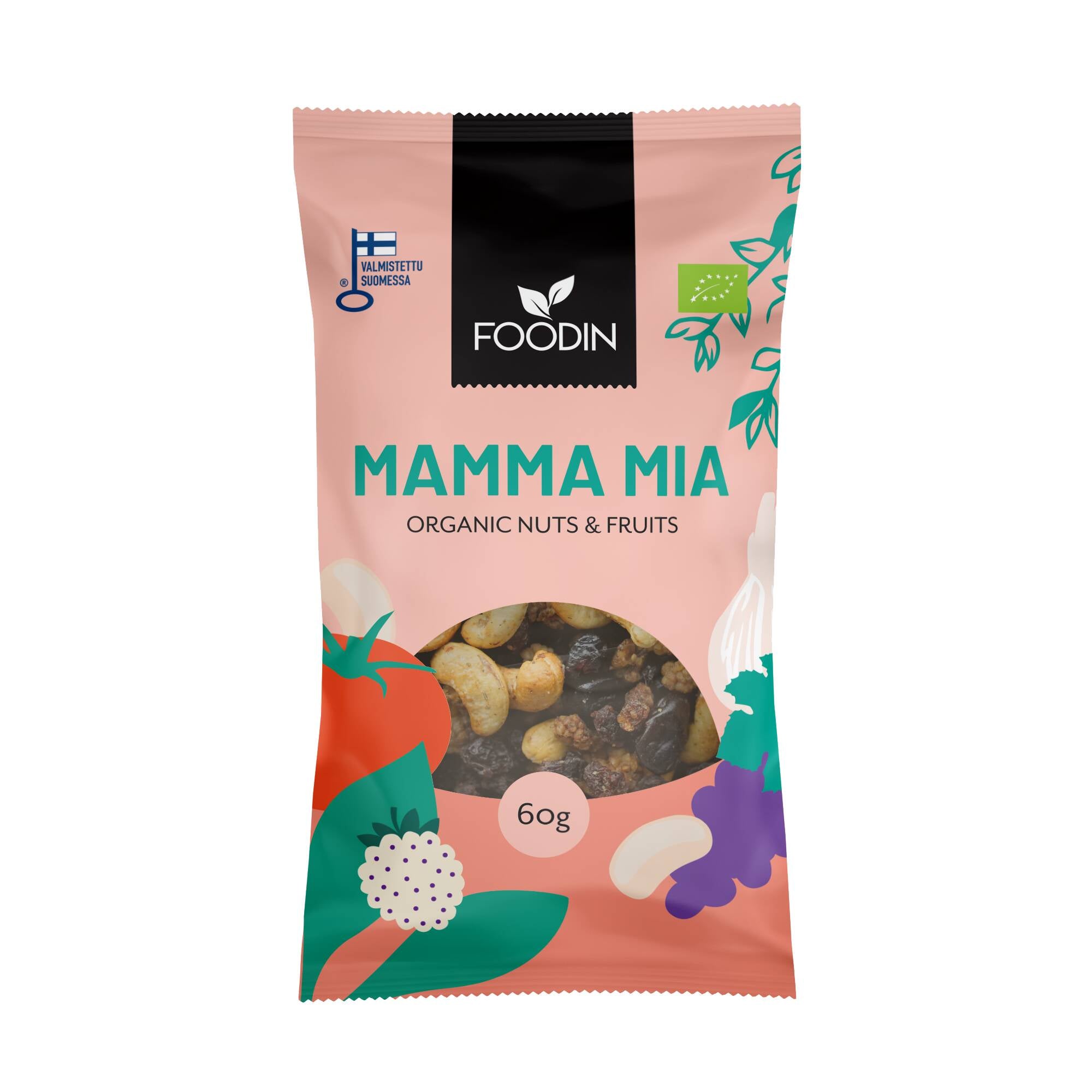 Foodin Nuts & Fruits, Mamma Mia, luomu 60 g