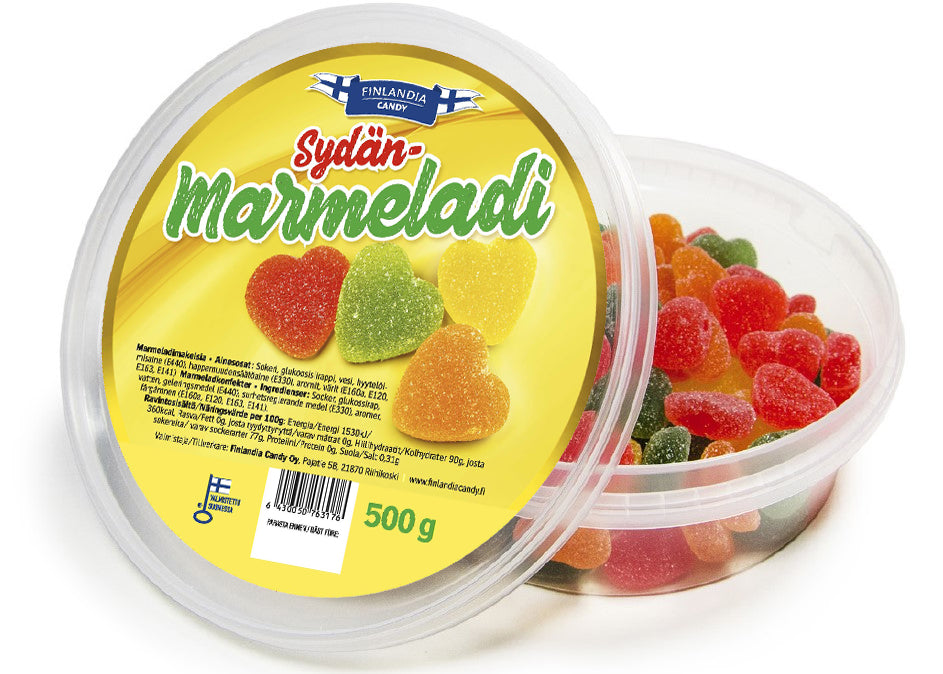 Finlandia Candy Sydänmarmeladi hedelmänmakuisia marmeladmakeisia 500g