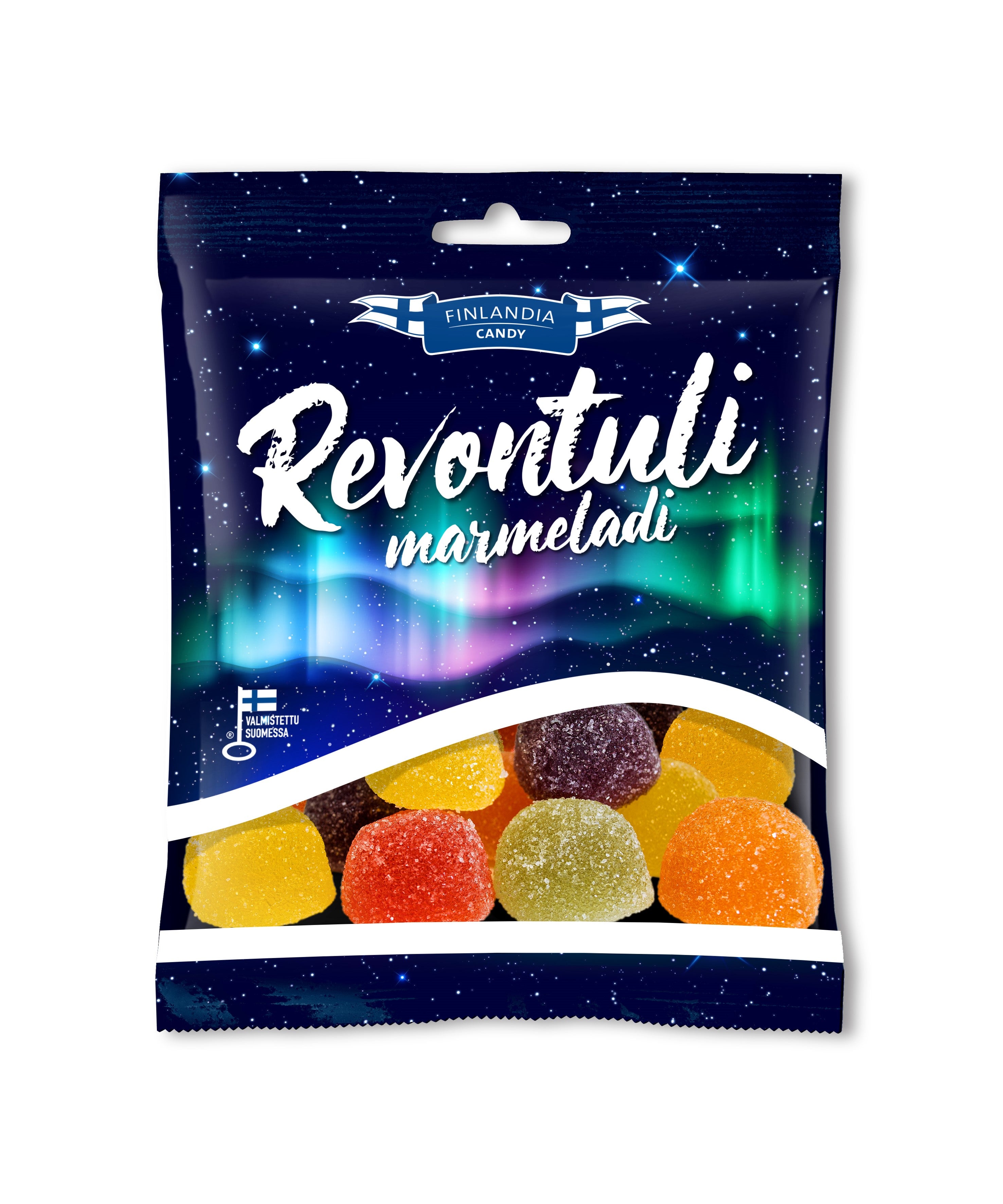 Finlandia Candy Revontulimarmeladi 115g hedelmän ja marjan makuisia marmeladimakeisia