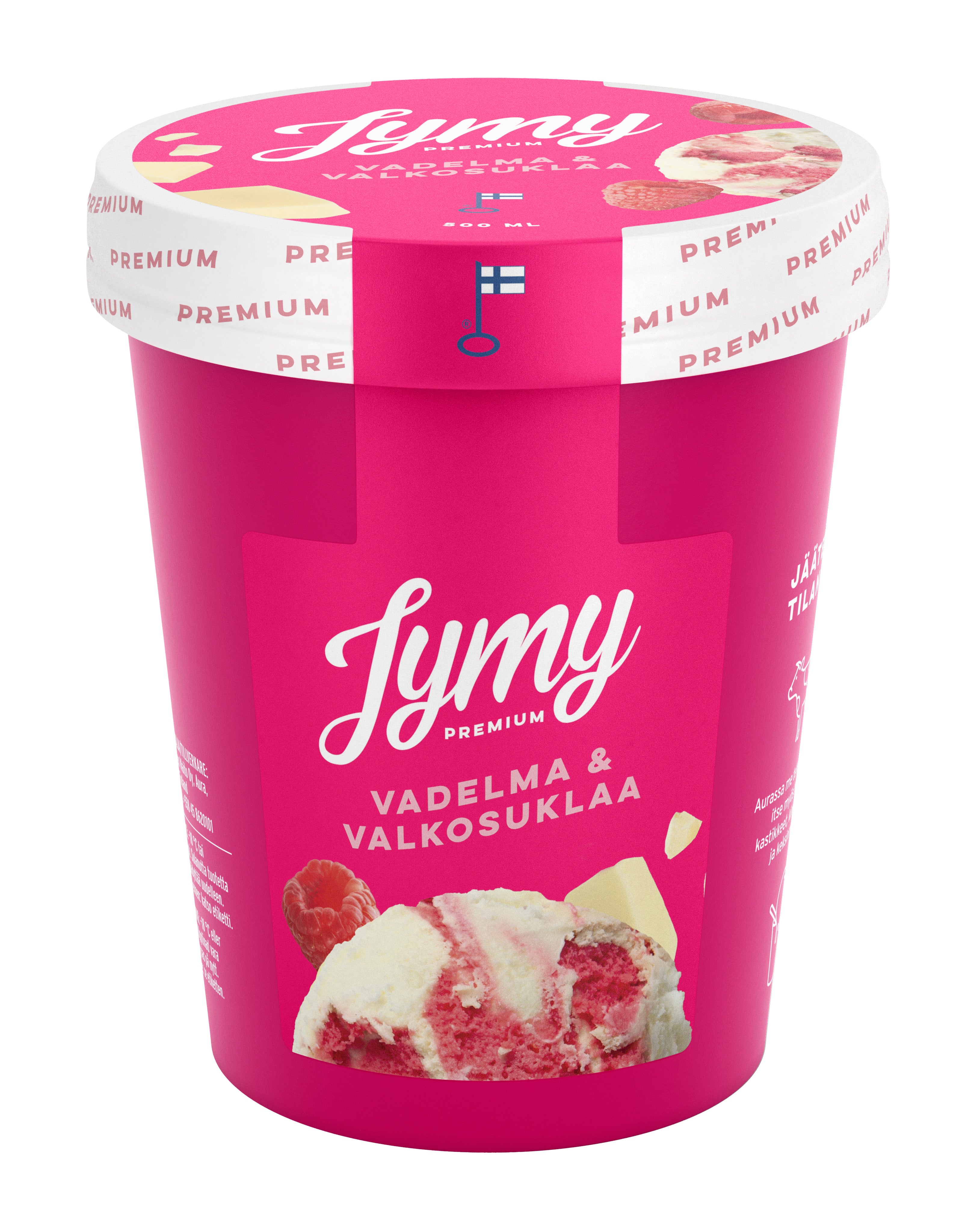 Jymy Vadelma & Valkosuklaajäätelö 500ml