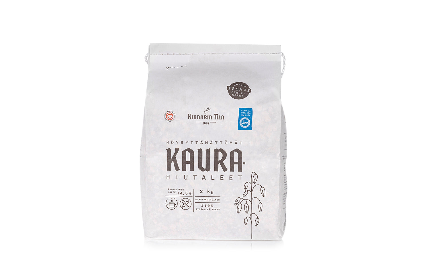 Kinnarin Tila höyryttämättömät kaurahiutaleet 2 kg