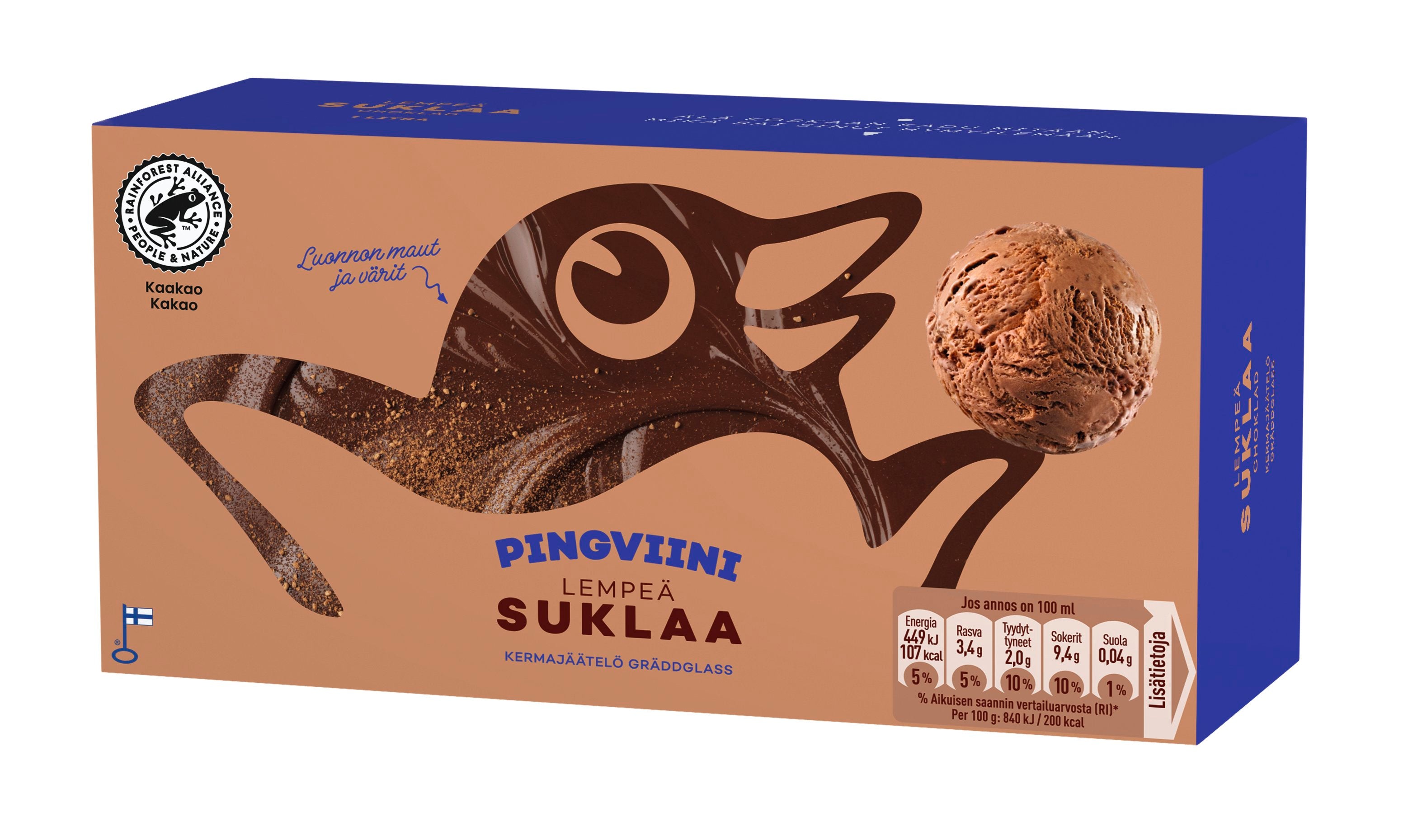 Pingviini Suklaa kermajäätelö kotipakkaus 1L/535g