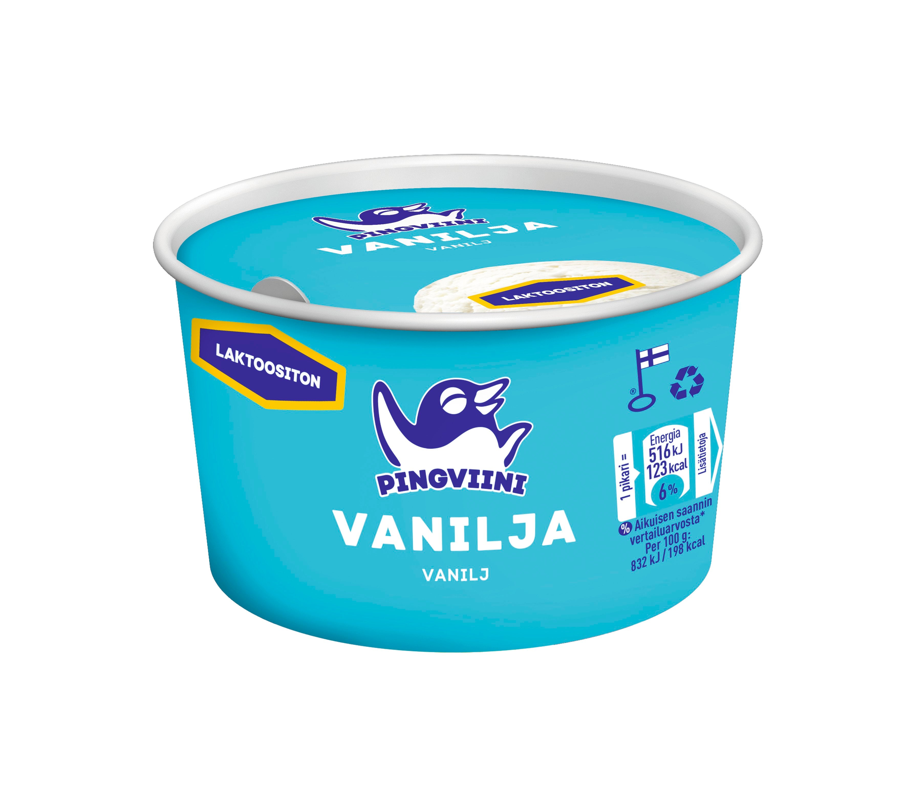 Pingviini Vanilja Laktoositon jäätelöpikari 62g/120ml