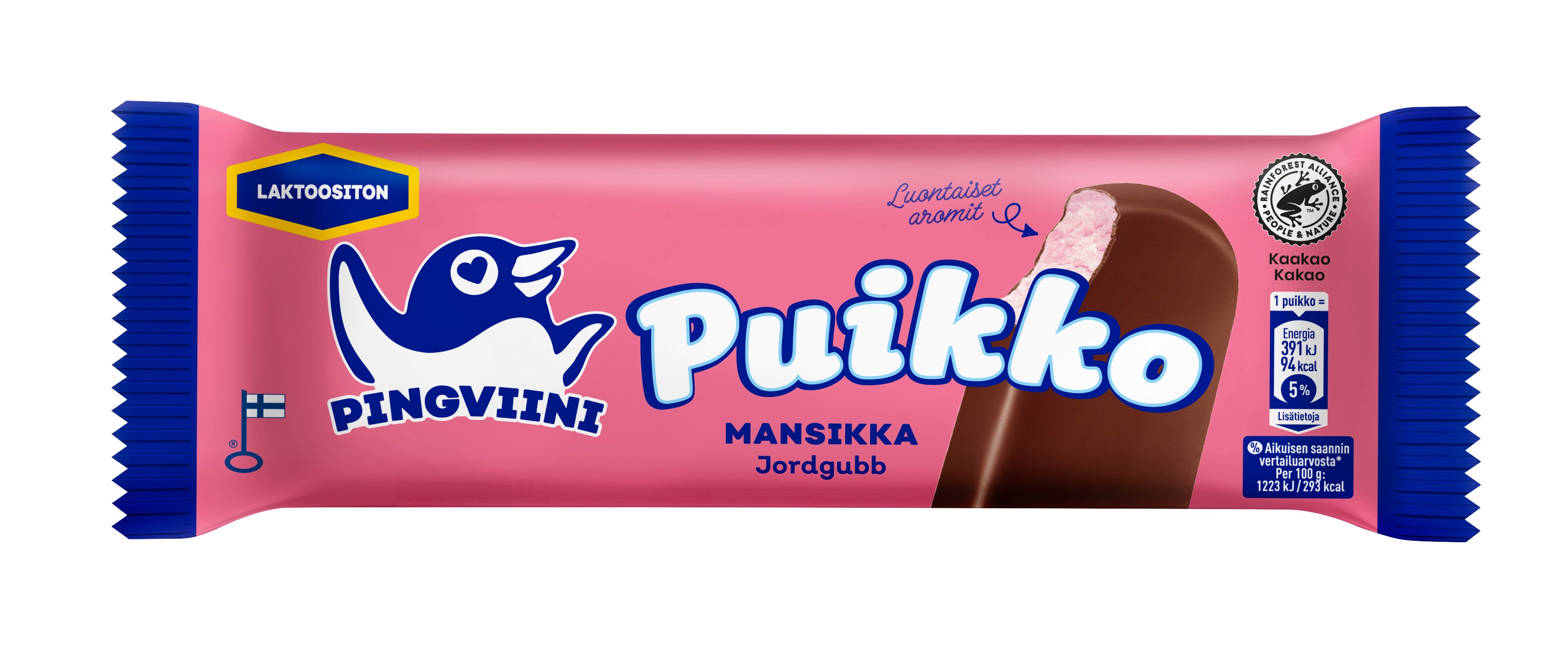 Pingviini Puikko Mansikka laktoositon kermajäätelöpuikko 32g/57ml
