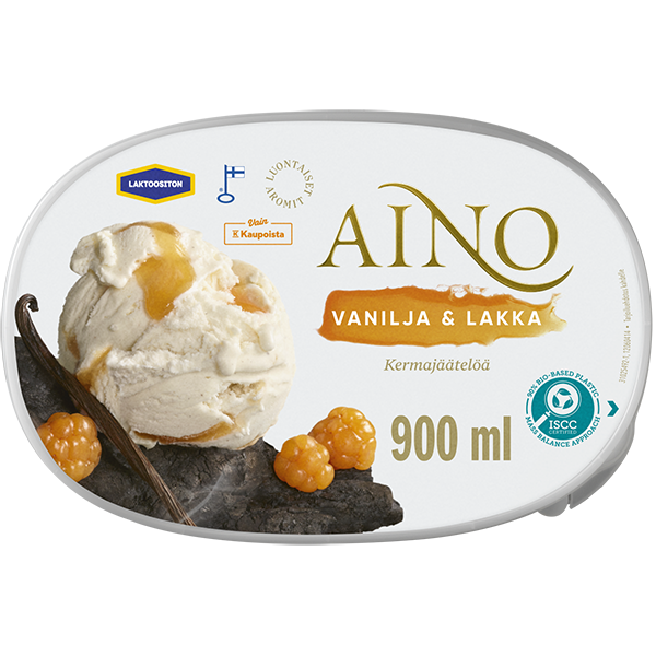 Aino Vanilja & Lakka Laktoositon kermajäätelö kotipakkaus 500g/900ml