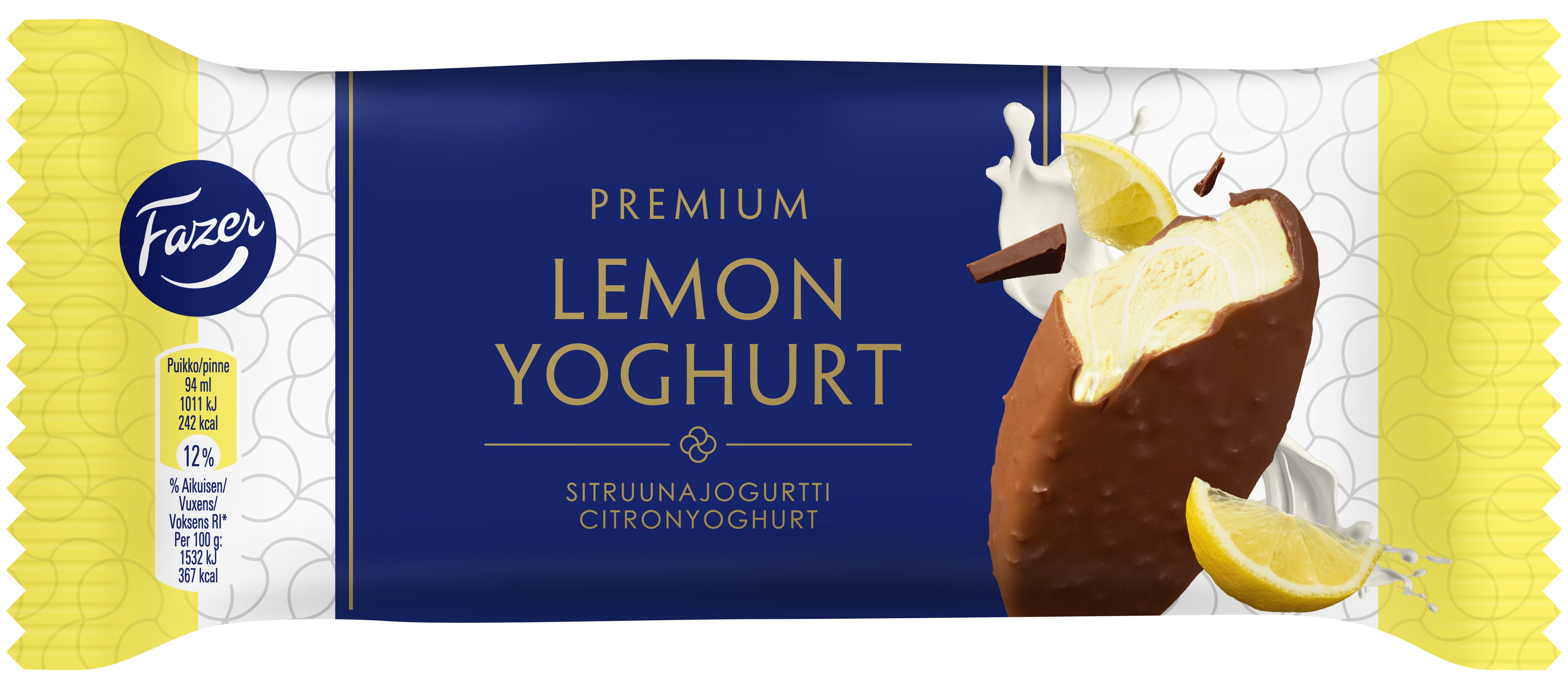 Fazer Premium Lemon Yoghurt kermajäätelöpuikko 66g/94ml