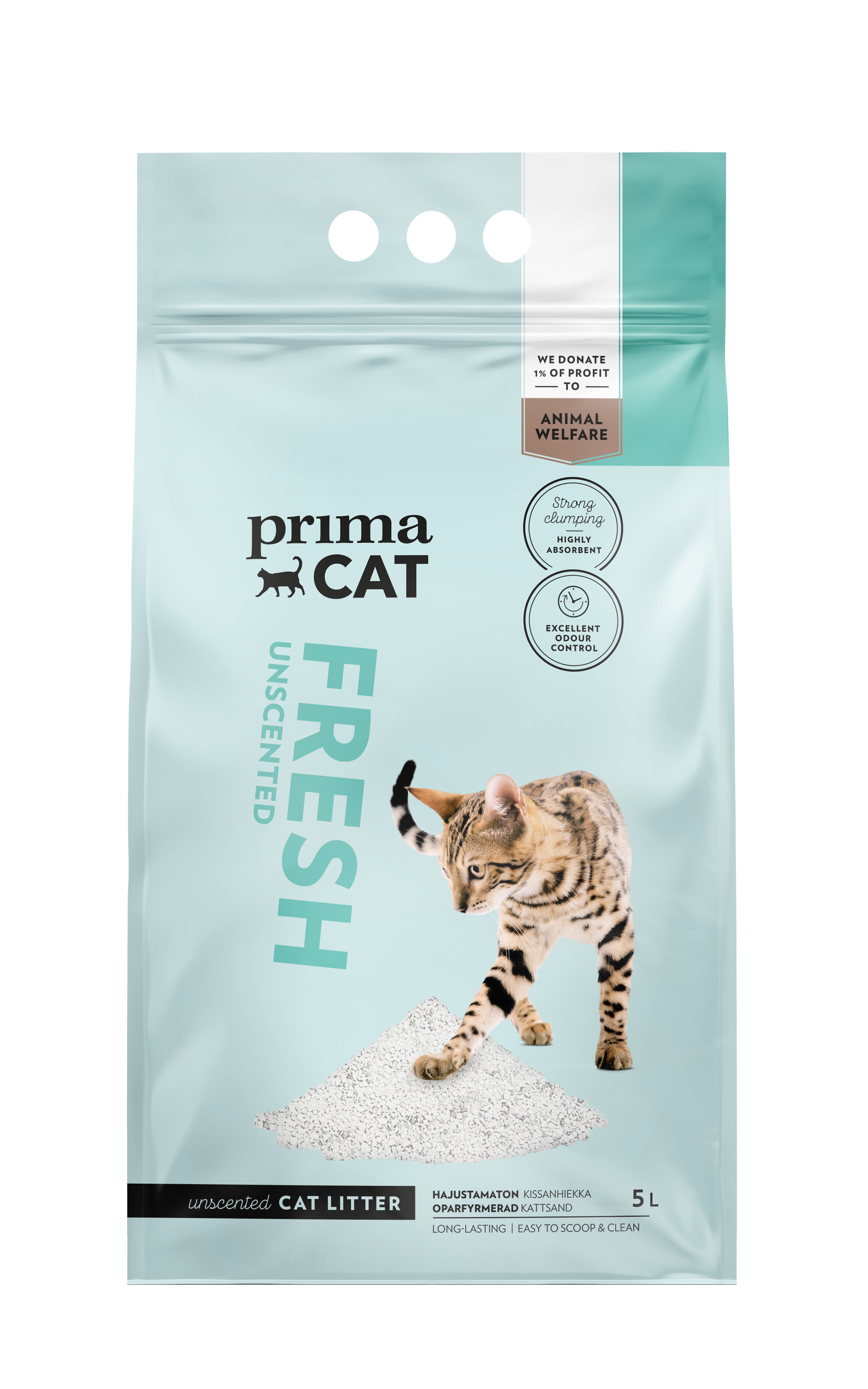 PrimaCat Fresh Unscented kissanhiekka valkoinen 5 l