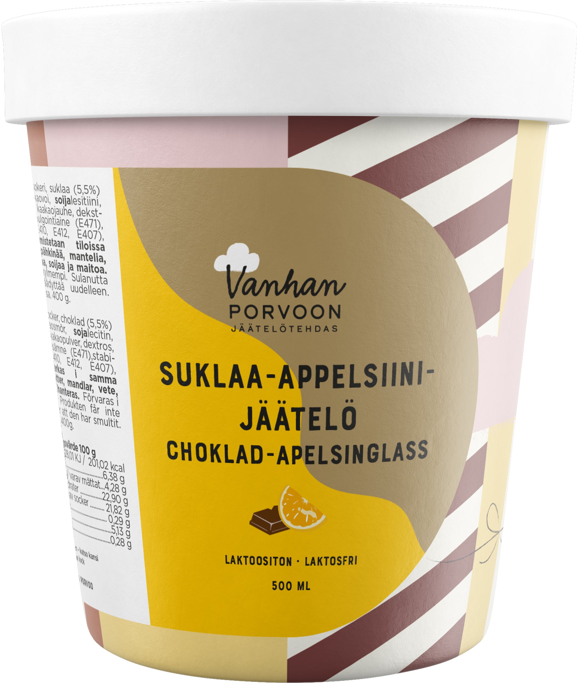 Vanhan Porvoon Jäätelötehdas Appelsiini-suklaajäätelö 500 ml