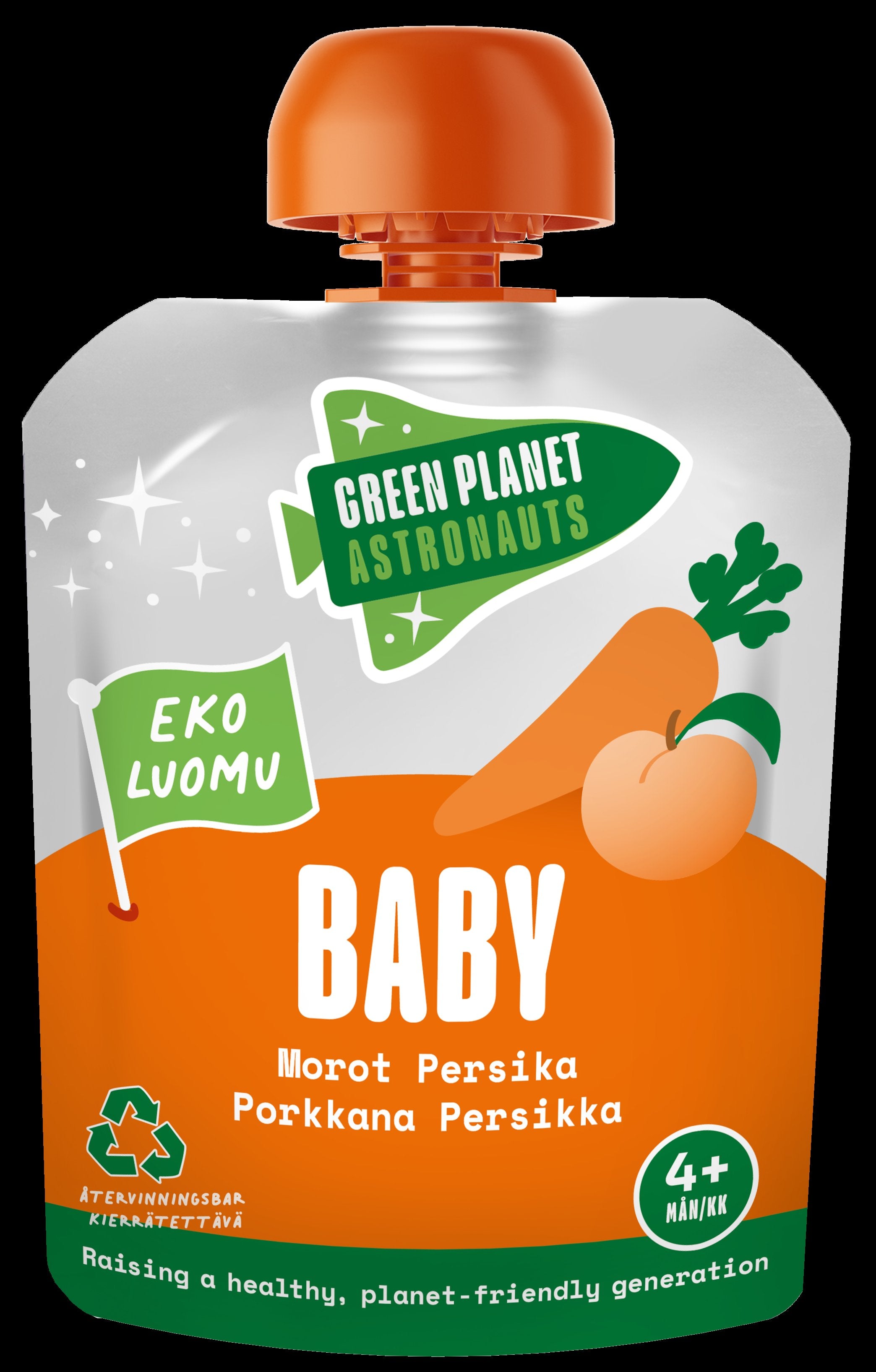 Green Planet Astronauts Luomu Porkkana-Persikkasose 4kk 70g