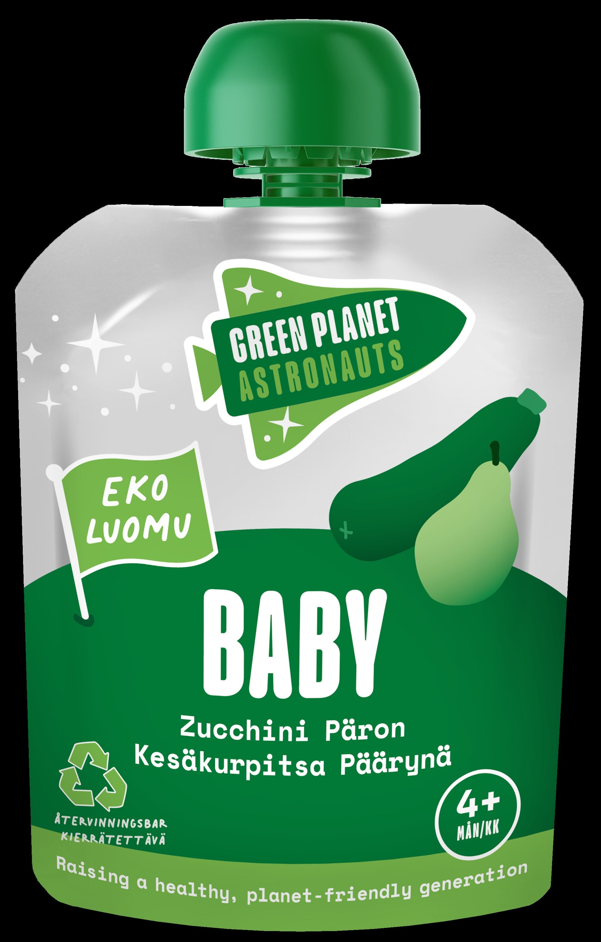 Green Planet Astronauts Luomu Kesäkurpitsa-Päärynäsose 4kk 70g
