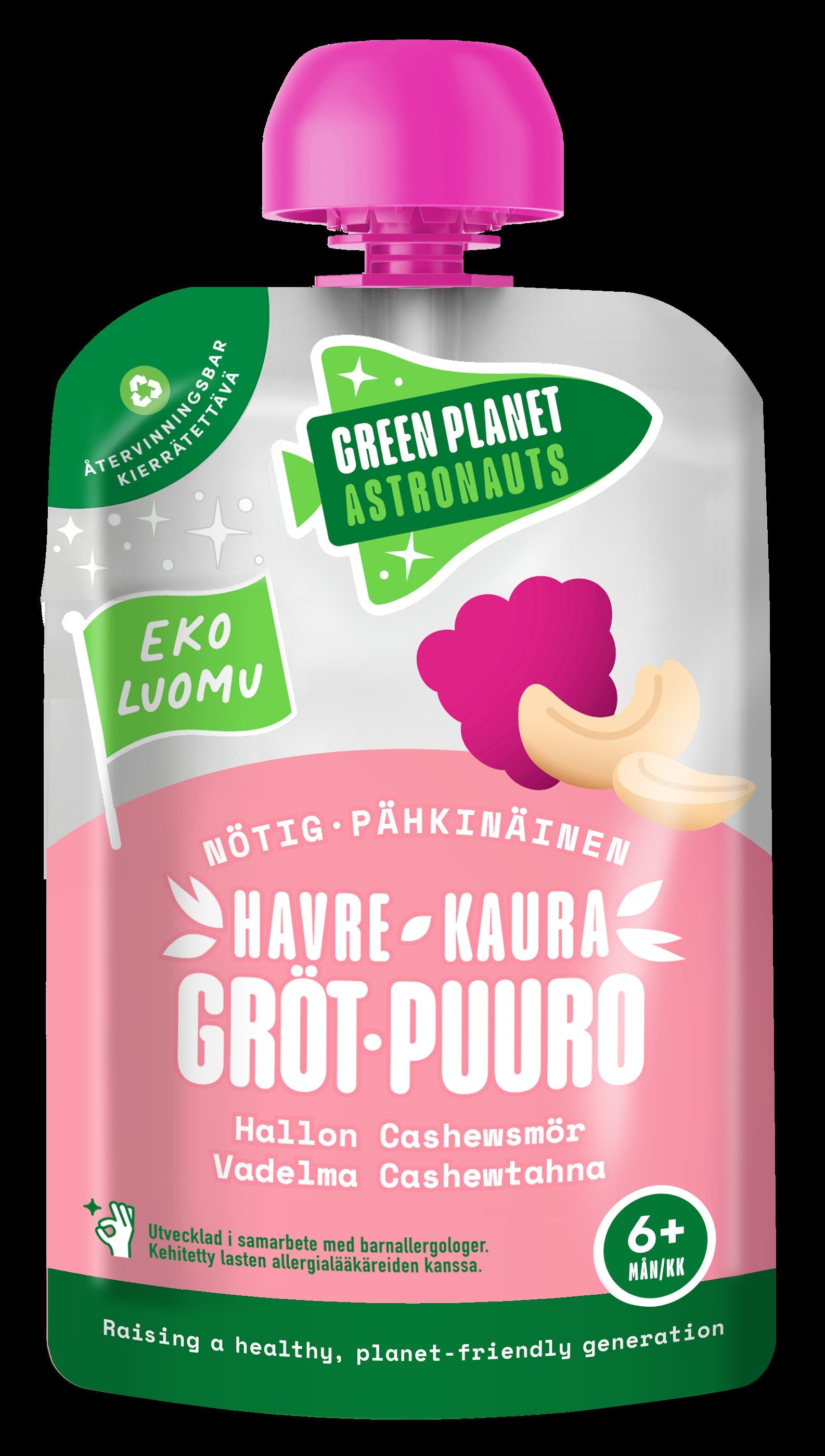 Green Planet Astronauts LUOMU pähkinäinen kaurapuuro vadelma 100g 6kk+