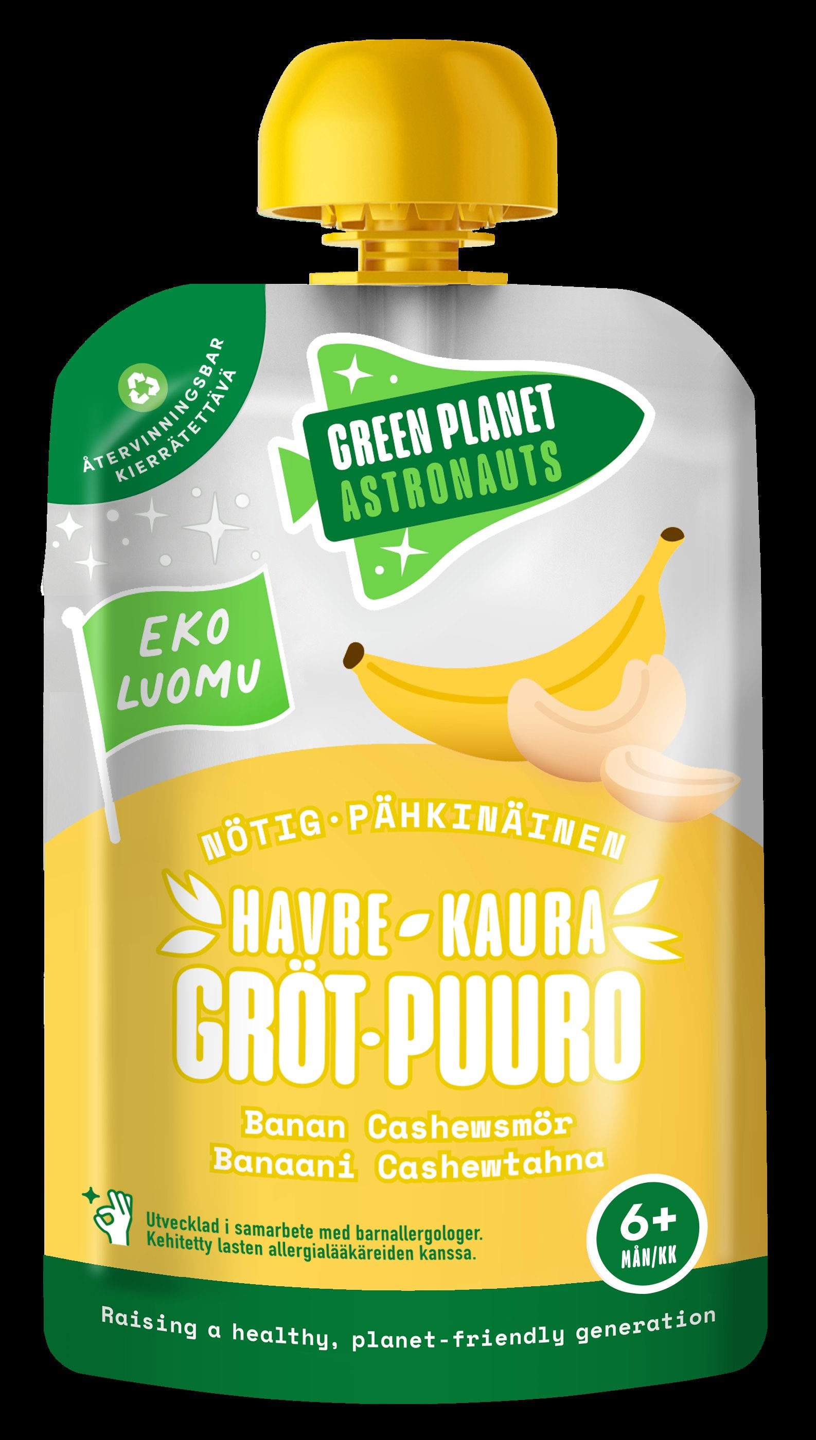 Green Planet Astronauts LUOMU pähkinäinen kaurapuuro banaani 100g 6kk+