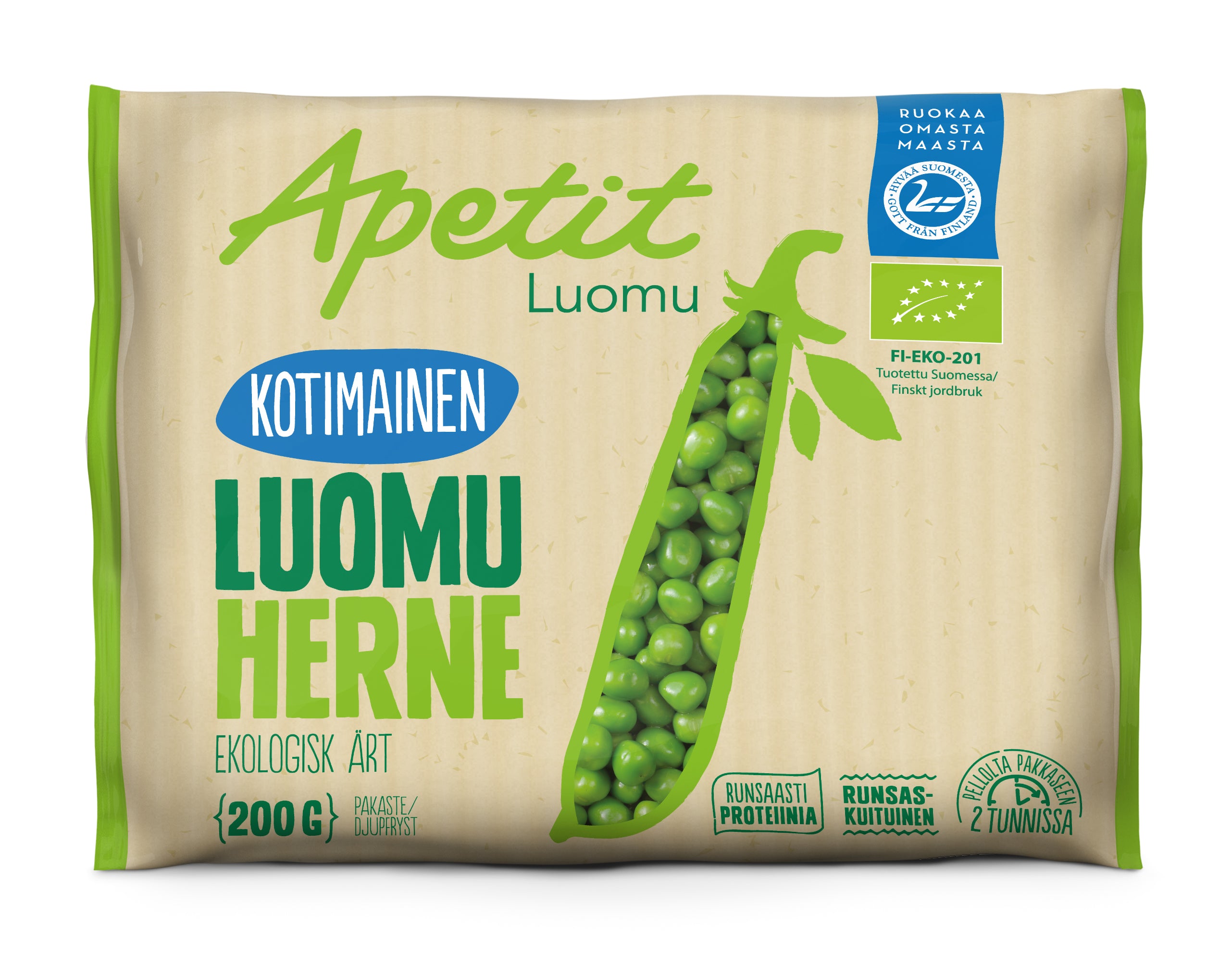 Apetit Kotimainen Luomu Herne pakaste 200g