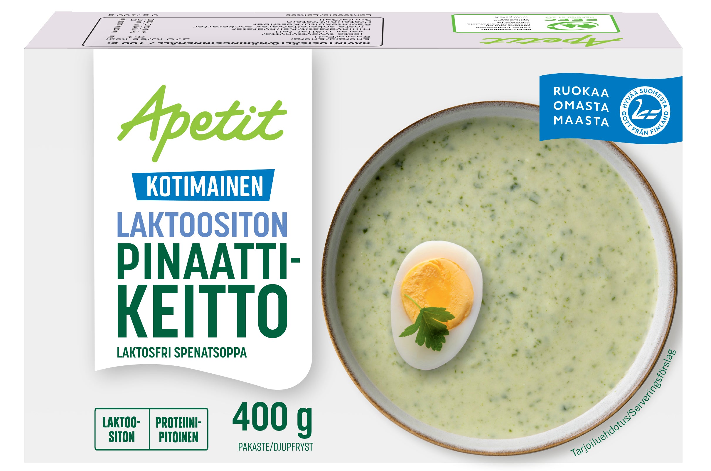 Apetit Kotimainen Laktoositon pinaattikeitto pakaste 400g