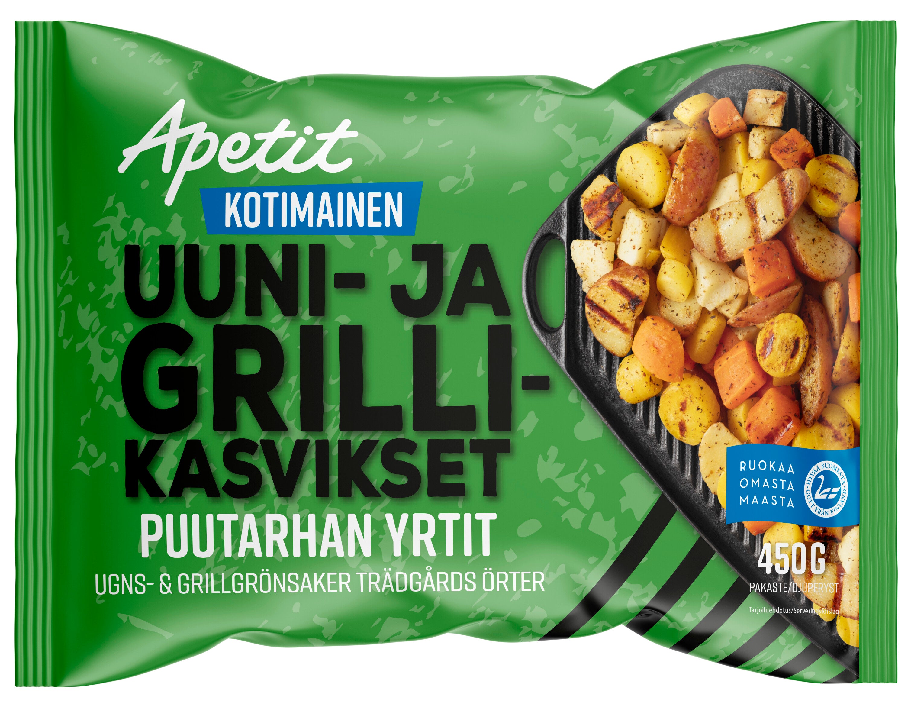 Apetit Kotimainen Uuni- &amp; grillikasvikset Puutarhan yrtit pakaste 450g