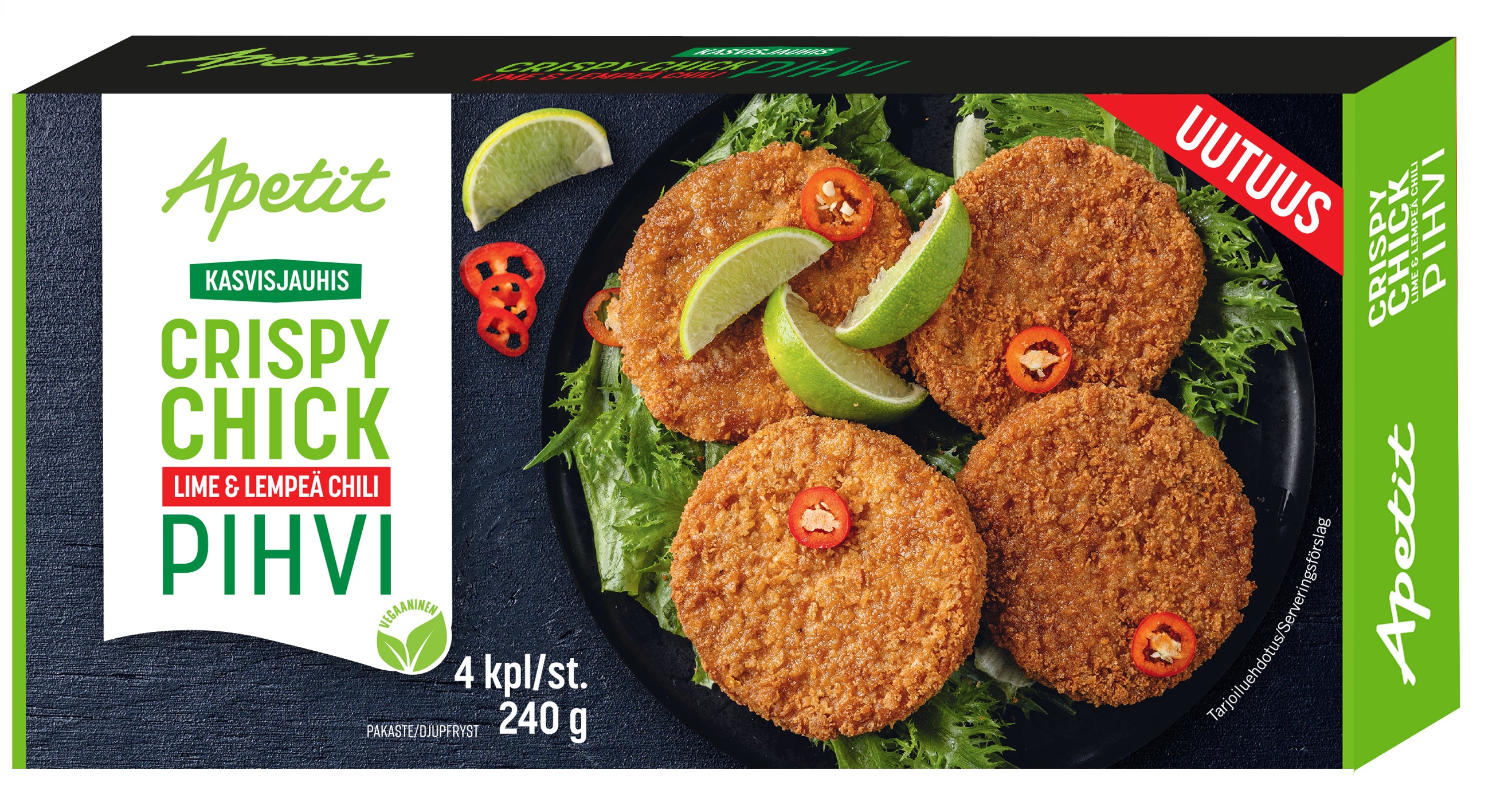 Apetit Kasvisjauhis Crispy Chick pihvi Lime&amp;Lempeä chili pakaste 240g