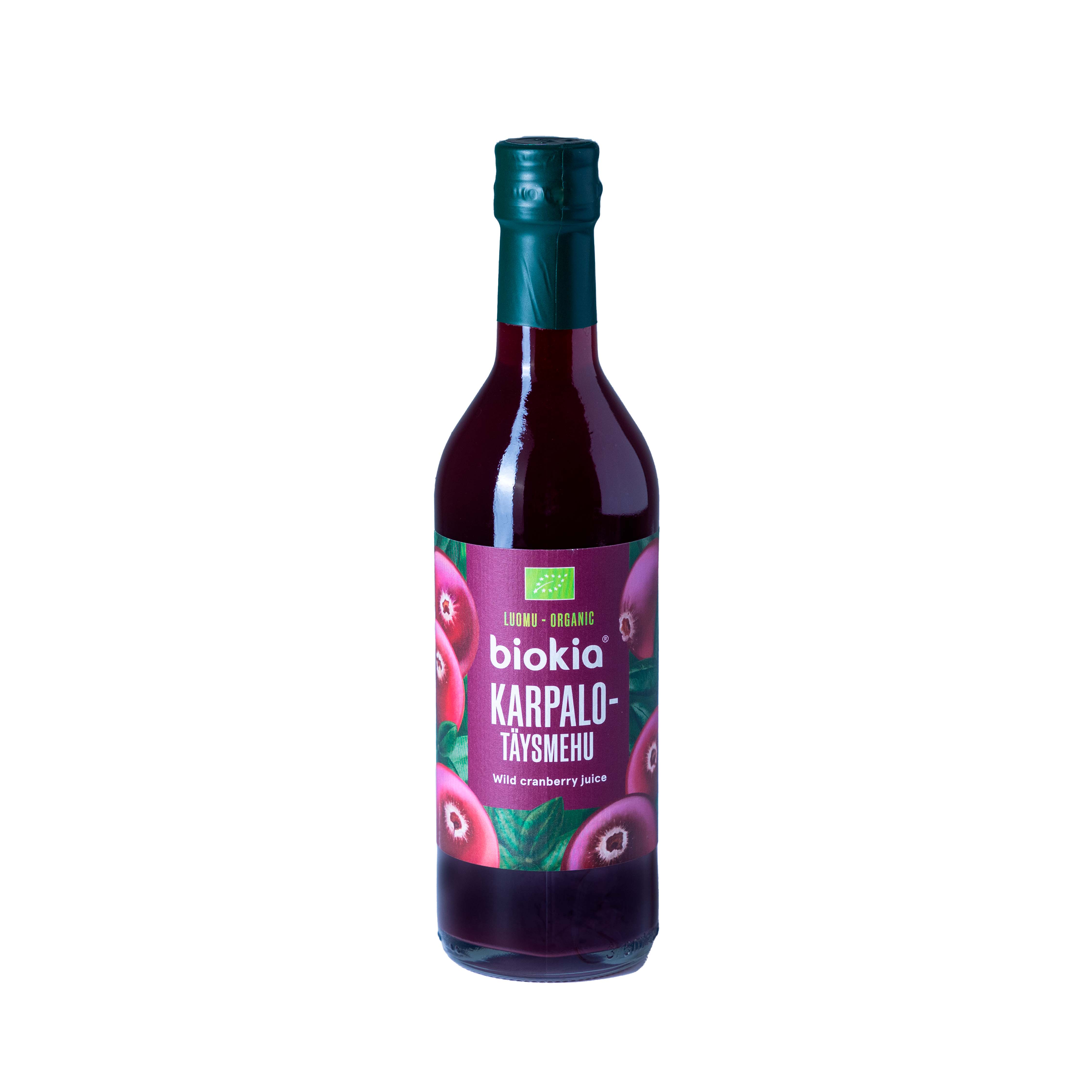 Biokia luomu kylmäpuristettu karpalotäysmehu 350ml