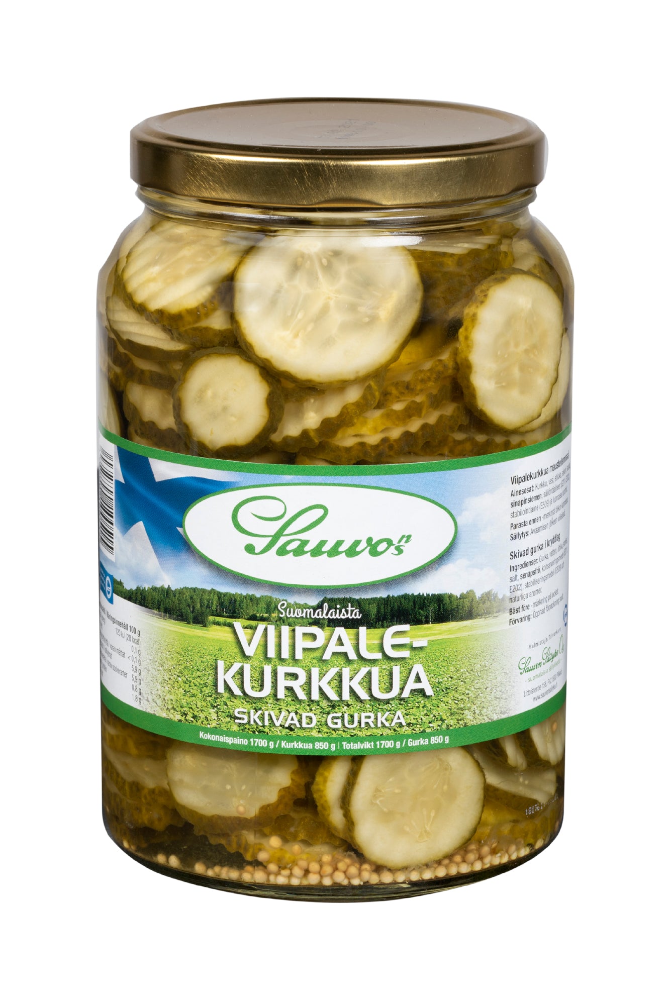 Sauvon 1700/850 g viipaloituja kurkkuja mausteliemessä